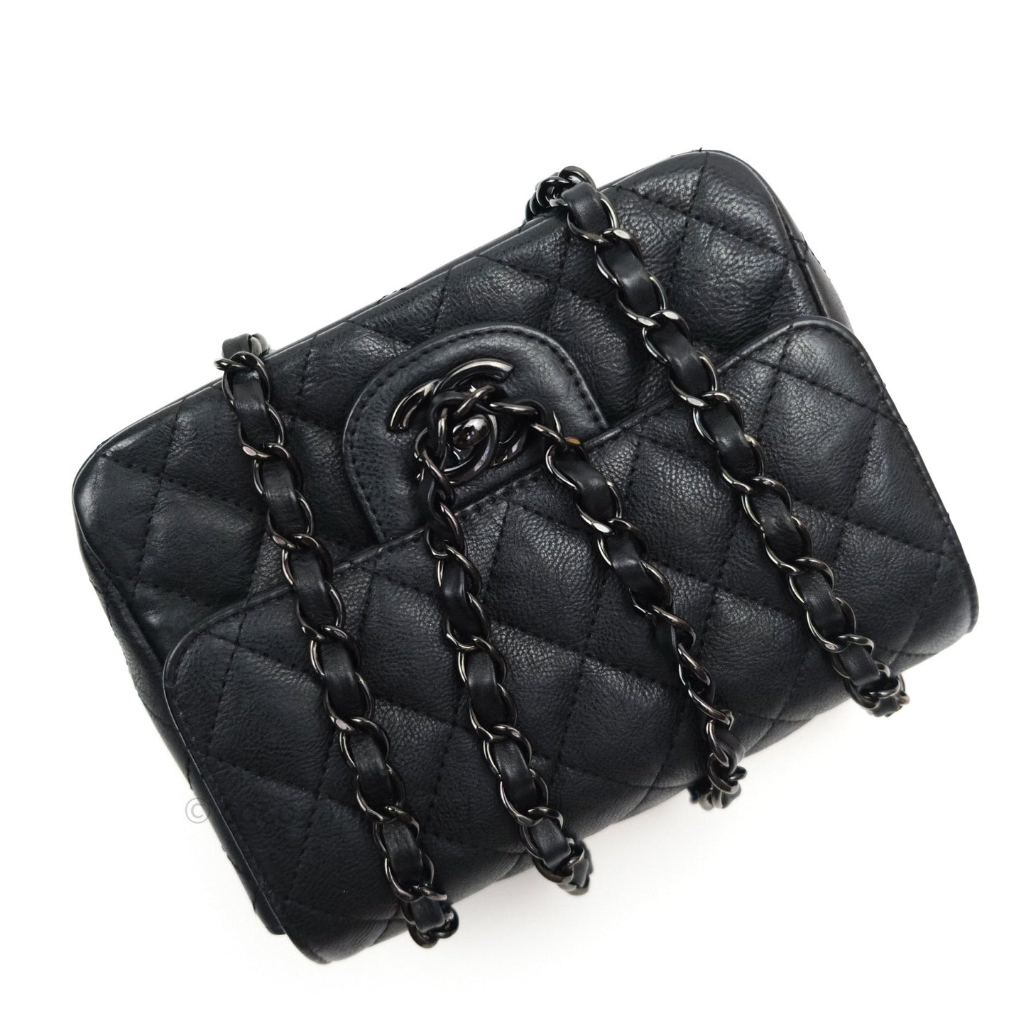 Chanel Quilted Mini Square Flap So Black Crumpled Calfskin