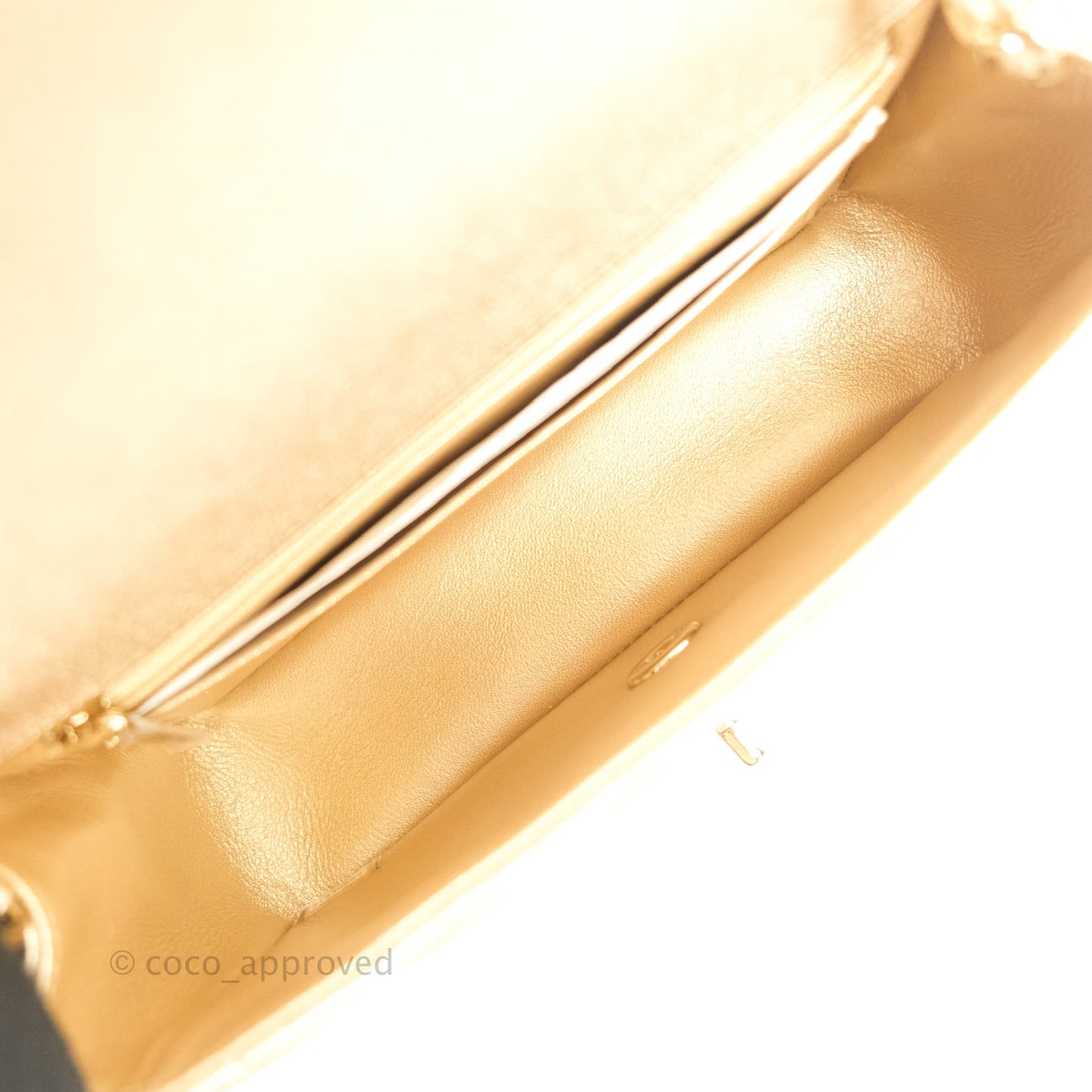 Chanel Quilted Mini Rectangular Metallic Champagne Gold Lambskin Gold Hardware
