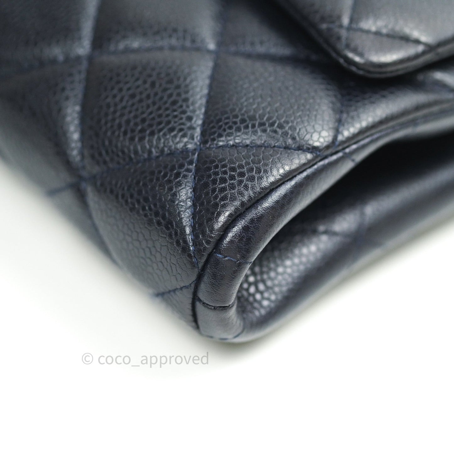 Chanel Quilted Clutch with Chain Dark Navy Caviar Silver Hardware
