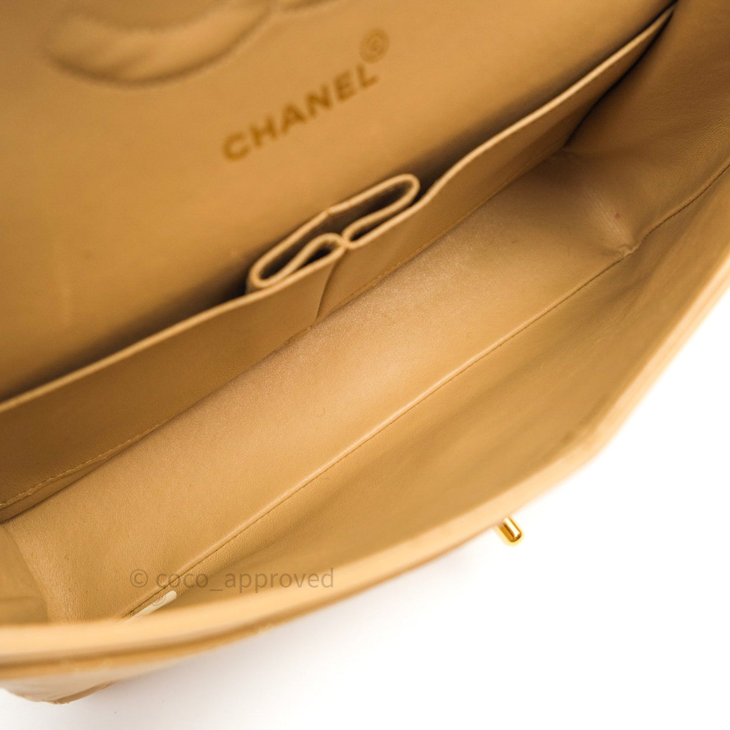 Chanel Vintage Classic Double Flap M/L Beige Lambskin 24K Gold Hardware