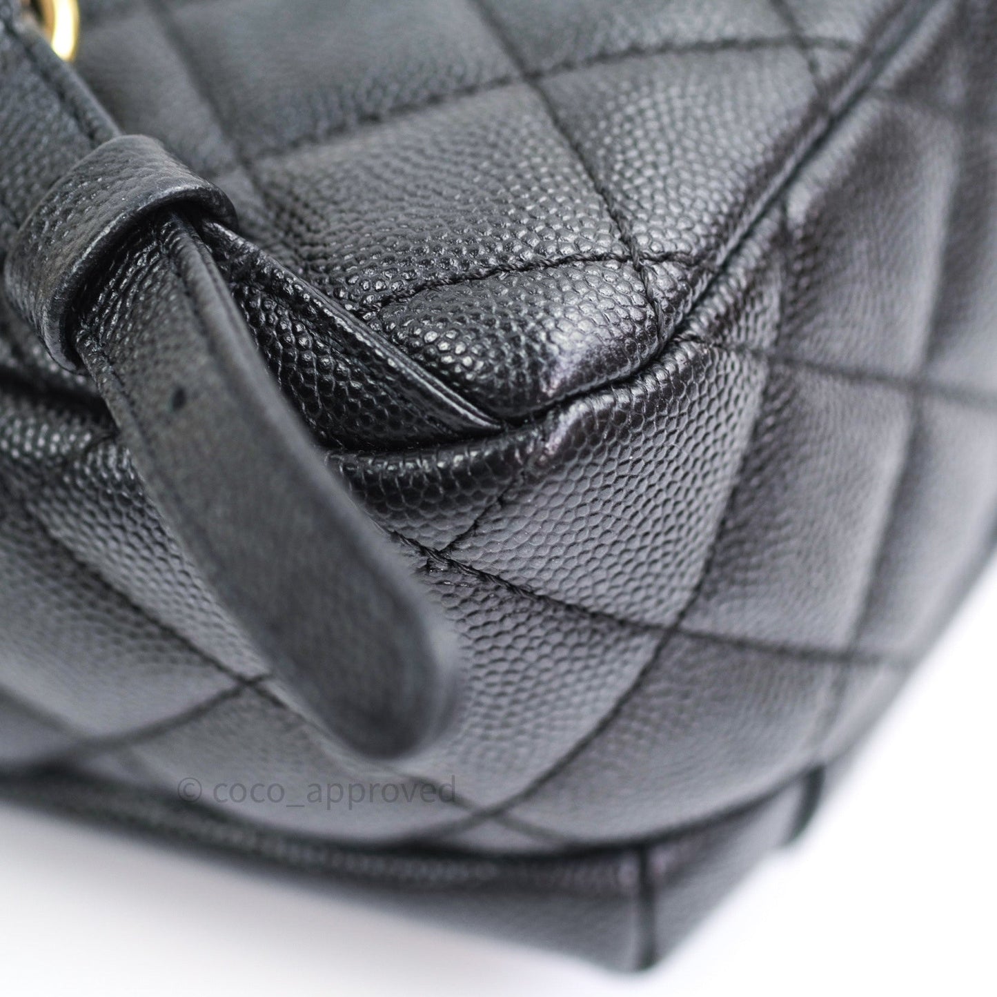 Chanel Quilted Small CC Day Backpack Black Caviar Light Gold Hardware
