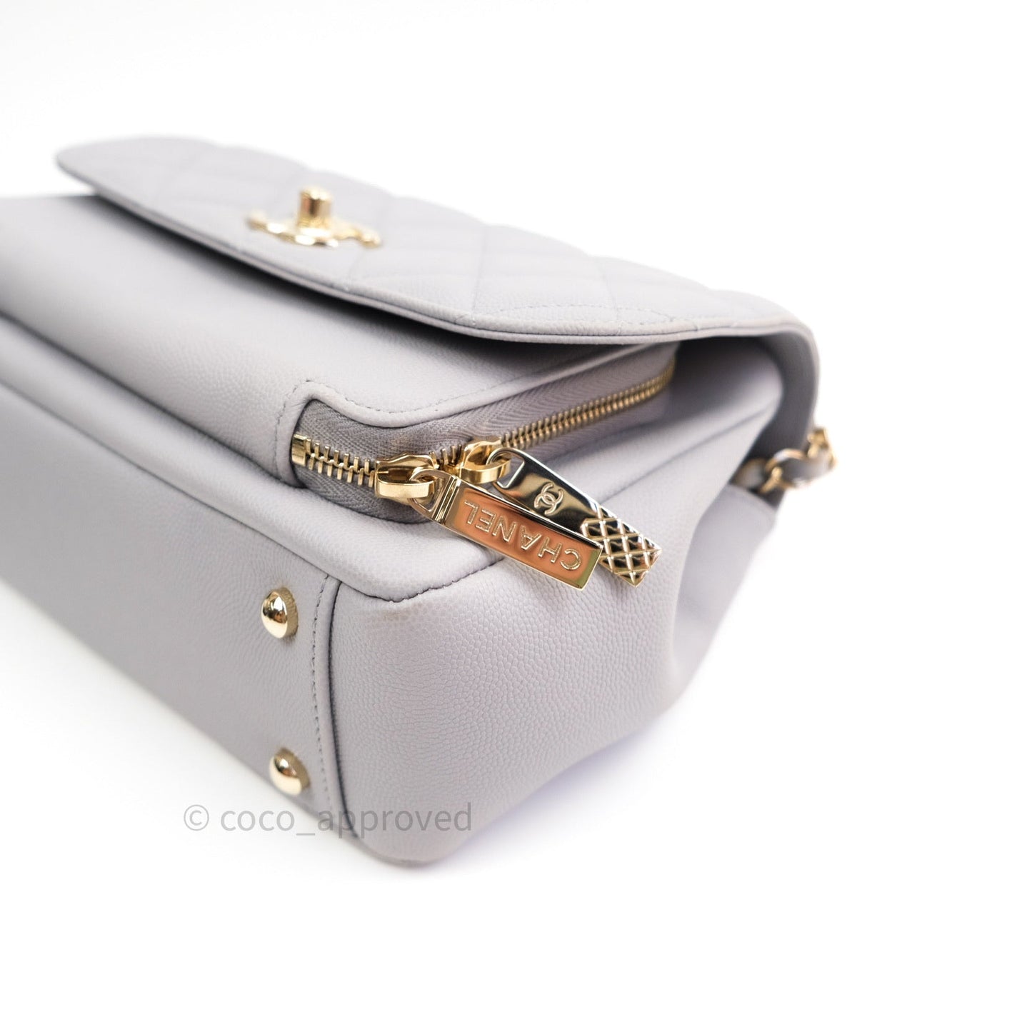 Chanel Quilted Medium Business Affinity Flap Grey Caviar Light Gold Hardware