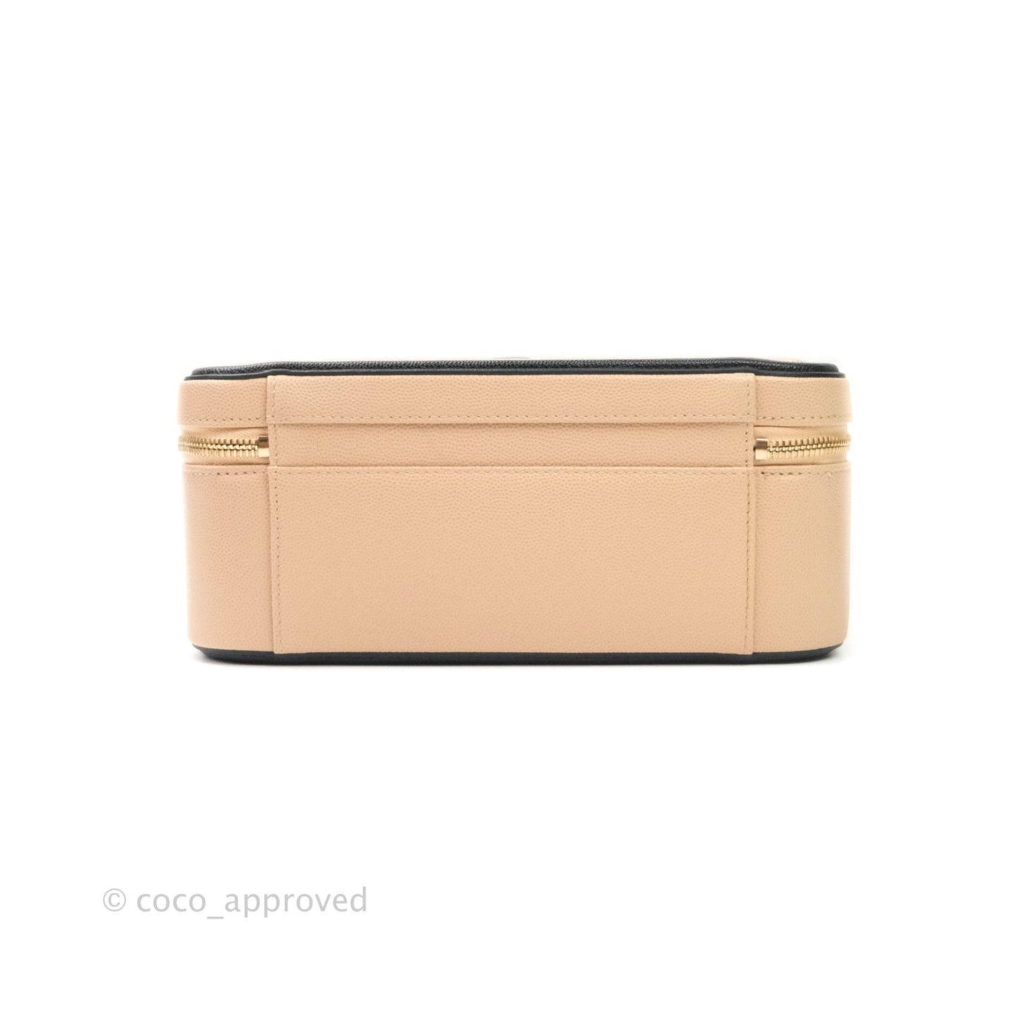 Chanel Quilted Large CC Filigree Vanity Case Beige Black Caviar