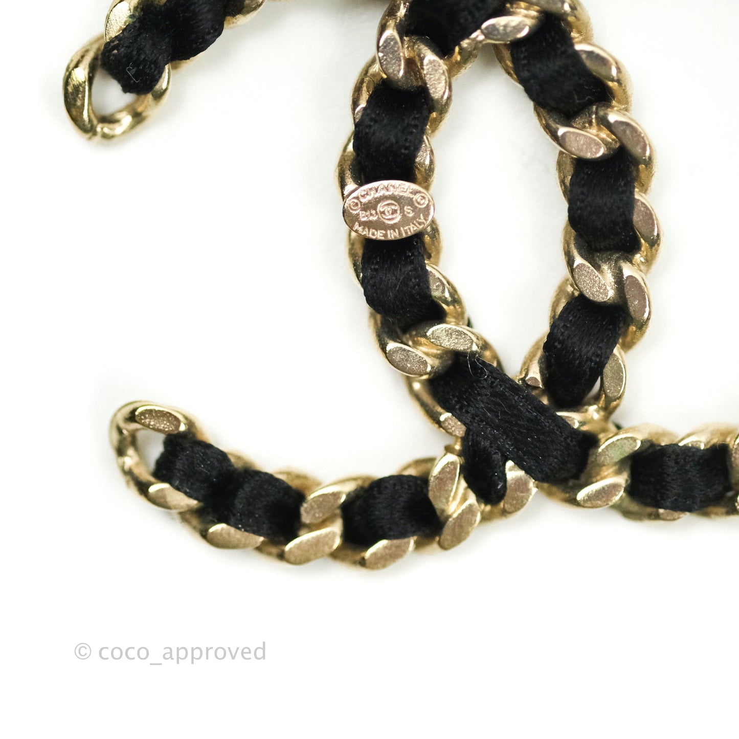 Chanel Satin CC Chain Earrings Light Gold