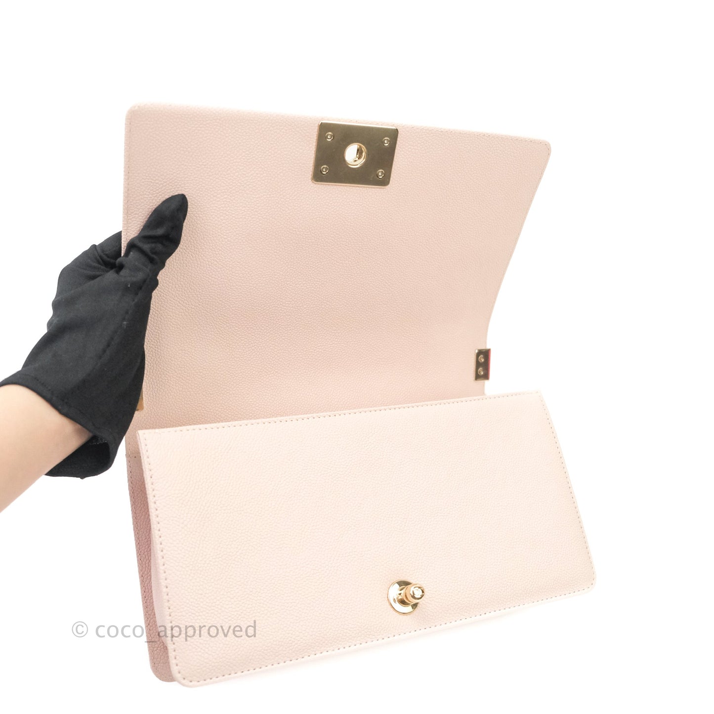 Chanel Boy Chevron Medium Pale Pink Caviar Gold Hardware