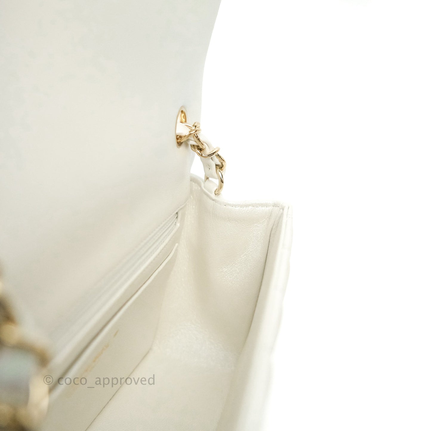 Chanel Quilted Mini Rectangular Lambskin Iridescent White Gold Hardware