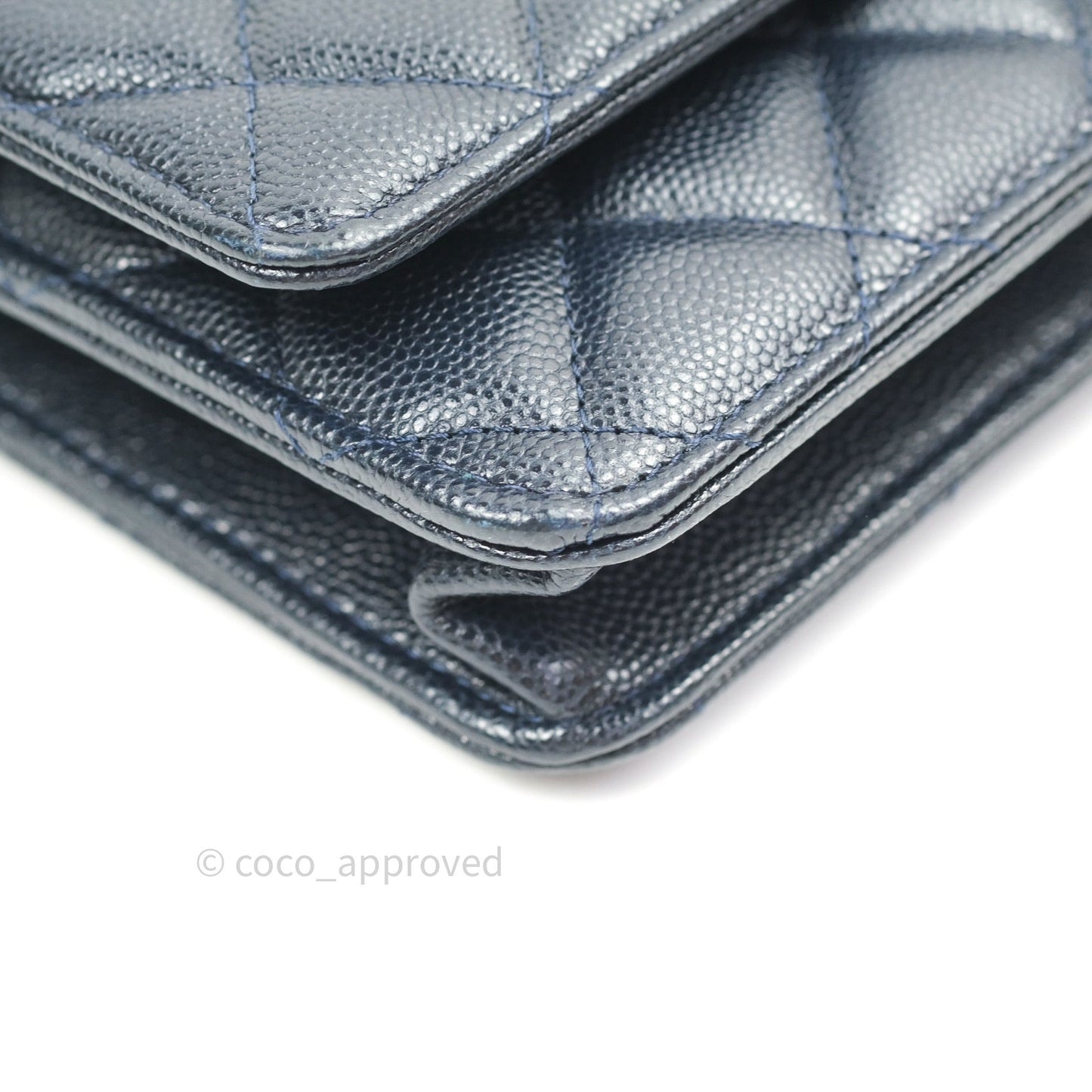 Chanel Quilted Wallet on Chain WOC Navy Caviar Gold Hardware