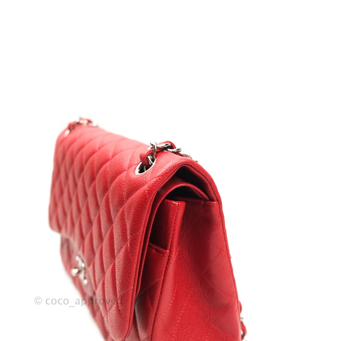Chanel Classic Jumbo Double Flap Red Caviar Silver Hardware⁣⁣