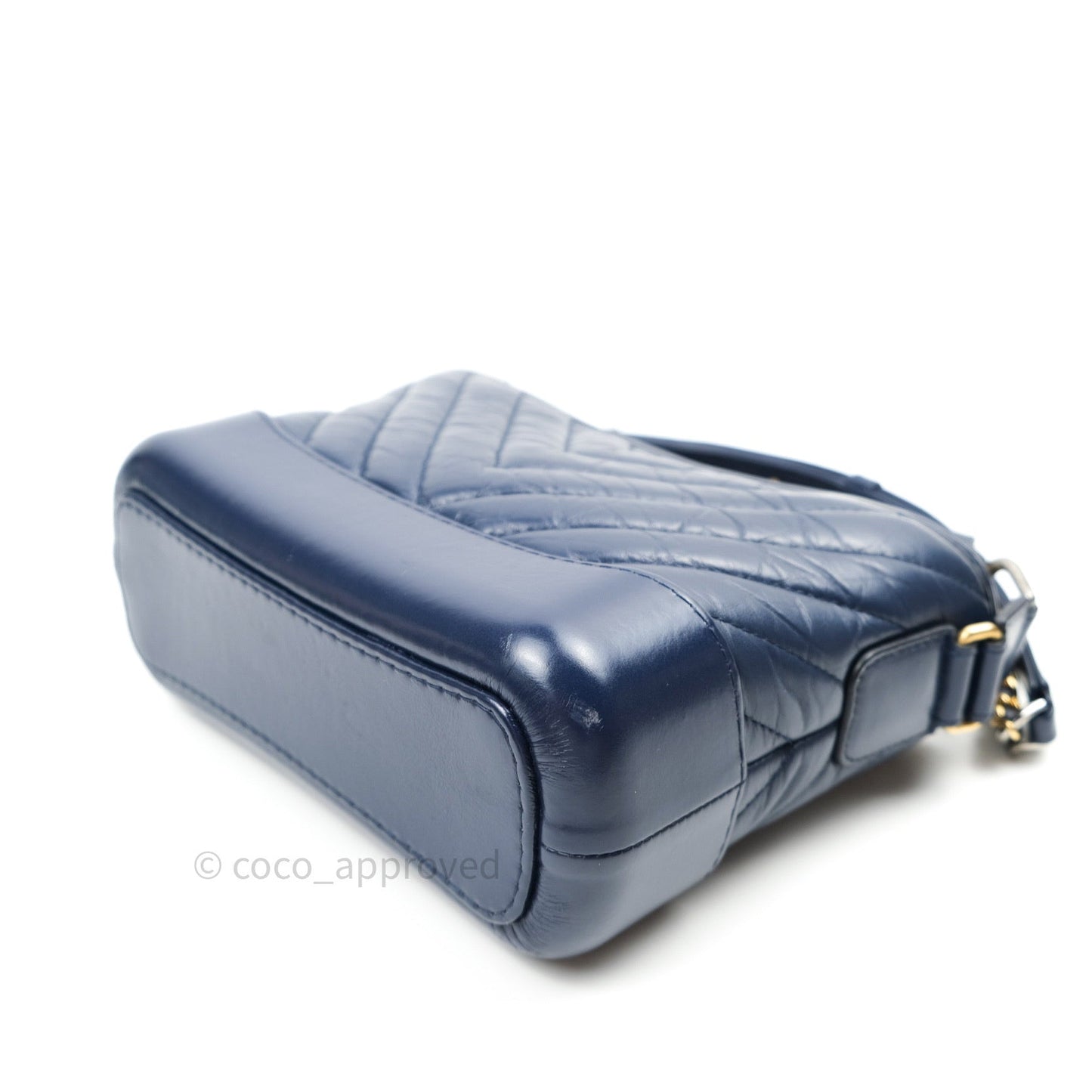 Chanel Chevron Small Gabrielle Hobo Navy Aged Calfskin Mixed Hardware