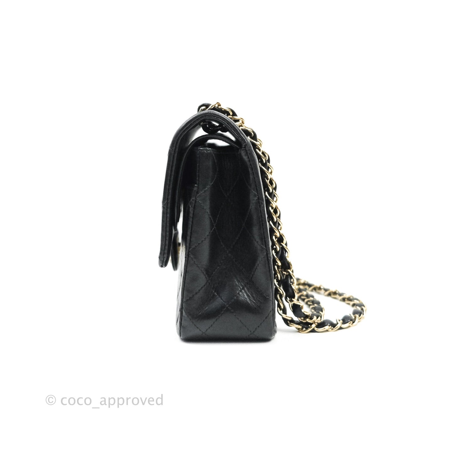 Chanel Vintage M/L Lambskin Medium Double Flap Bag Black