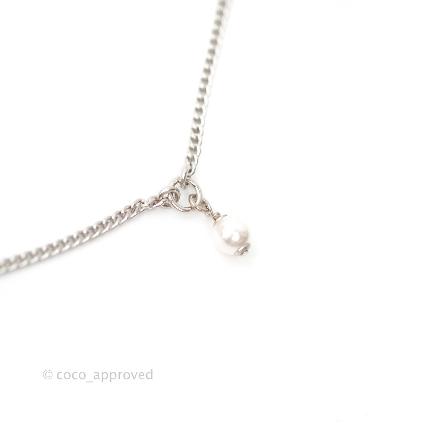 Chanel Enamel CC Necklace Silver Pink