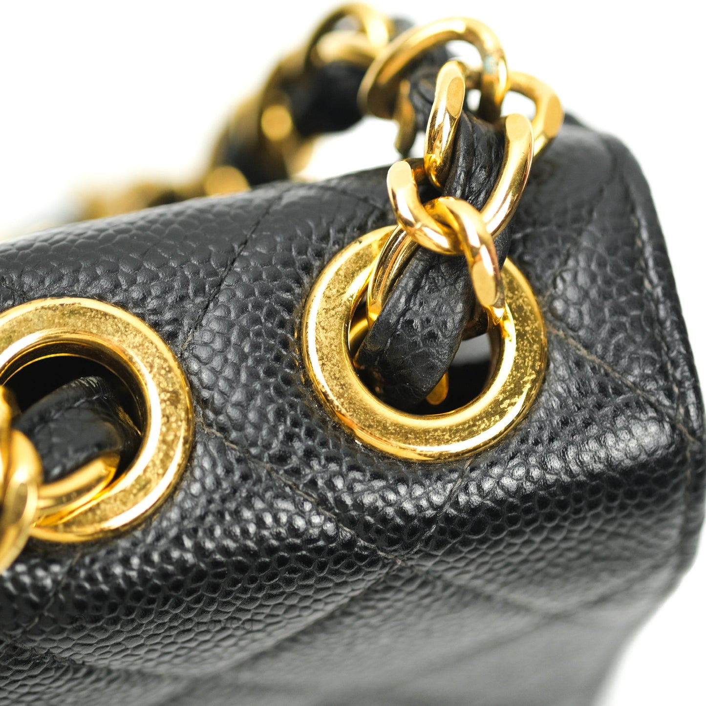 Chanel Classic Vintage Jumbo Single Flap Black Caviar 24K Gold Hardware