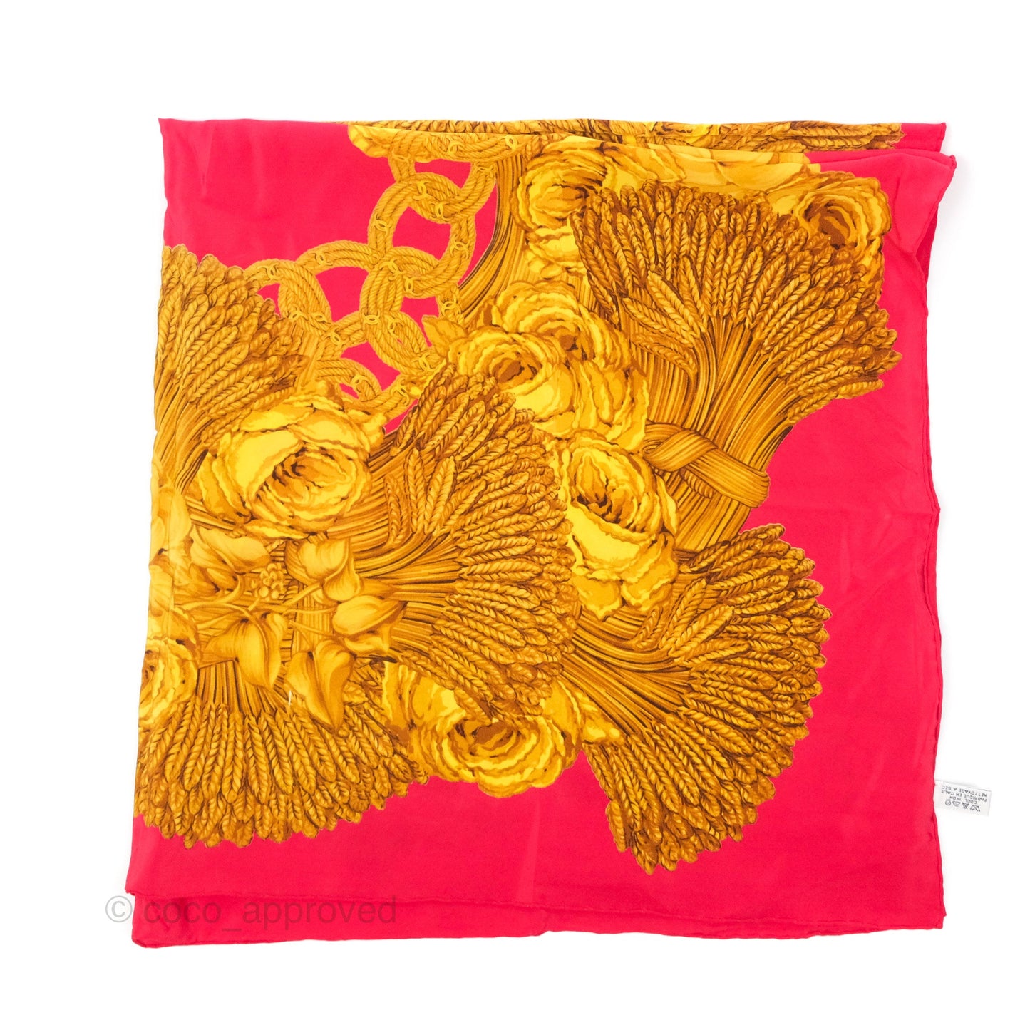 Chanel Floral Print Scarf Red/Gold