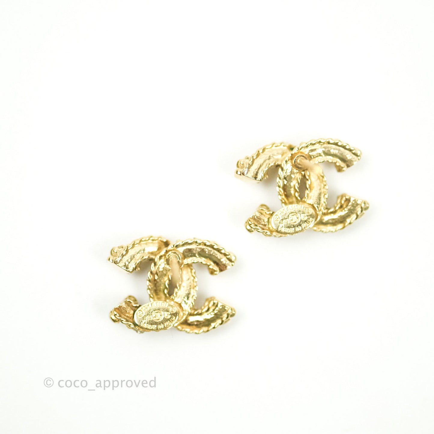 Chanel CC Earrings Gold Tone