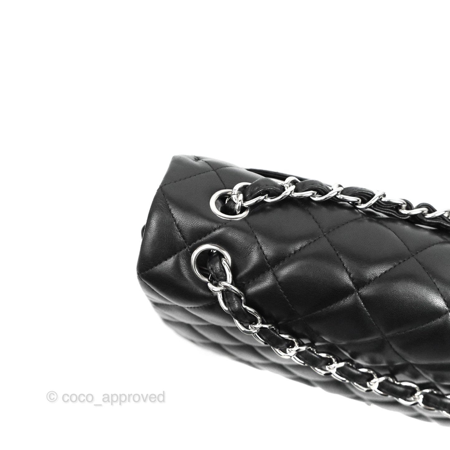 Chanel Quilted Single Flap Maxi Flap Black Lambskin Silver Hardware
