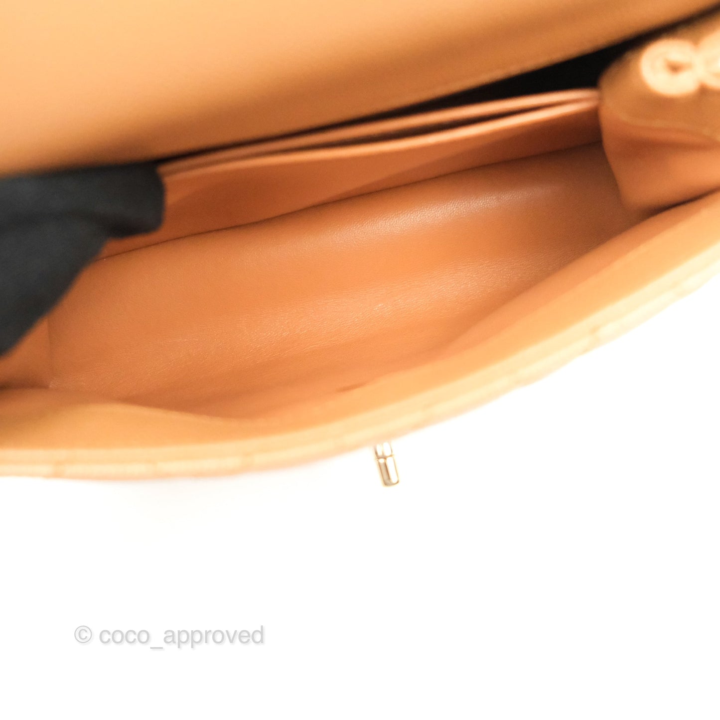 Chanel Mini (Small) Coco Handle Quilted Dark Beige Caramel Caviar Gold Hardware Lizard Embossed Handle 21P