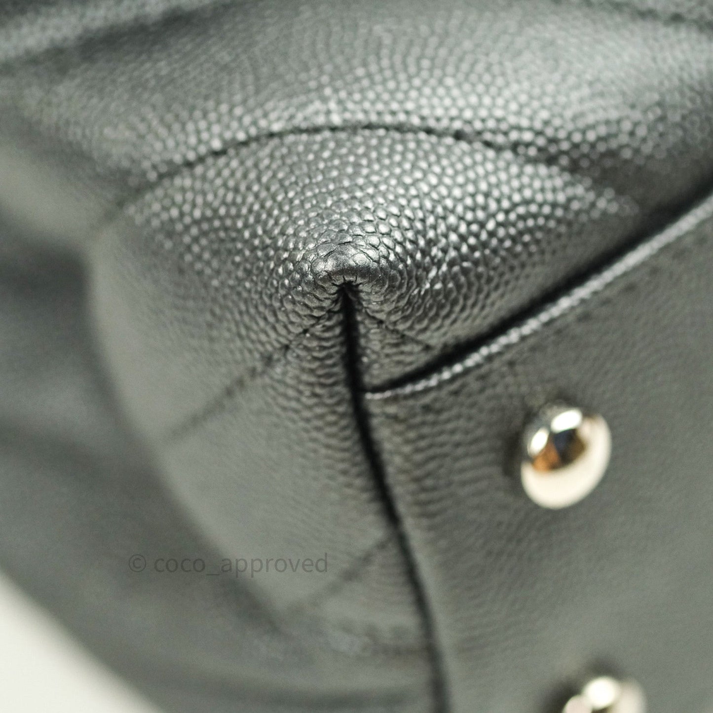 Chanel Coco Handle Chevron Mini Dark Grey Caviar Quilted Dark Silver Hardware
