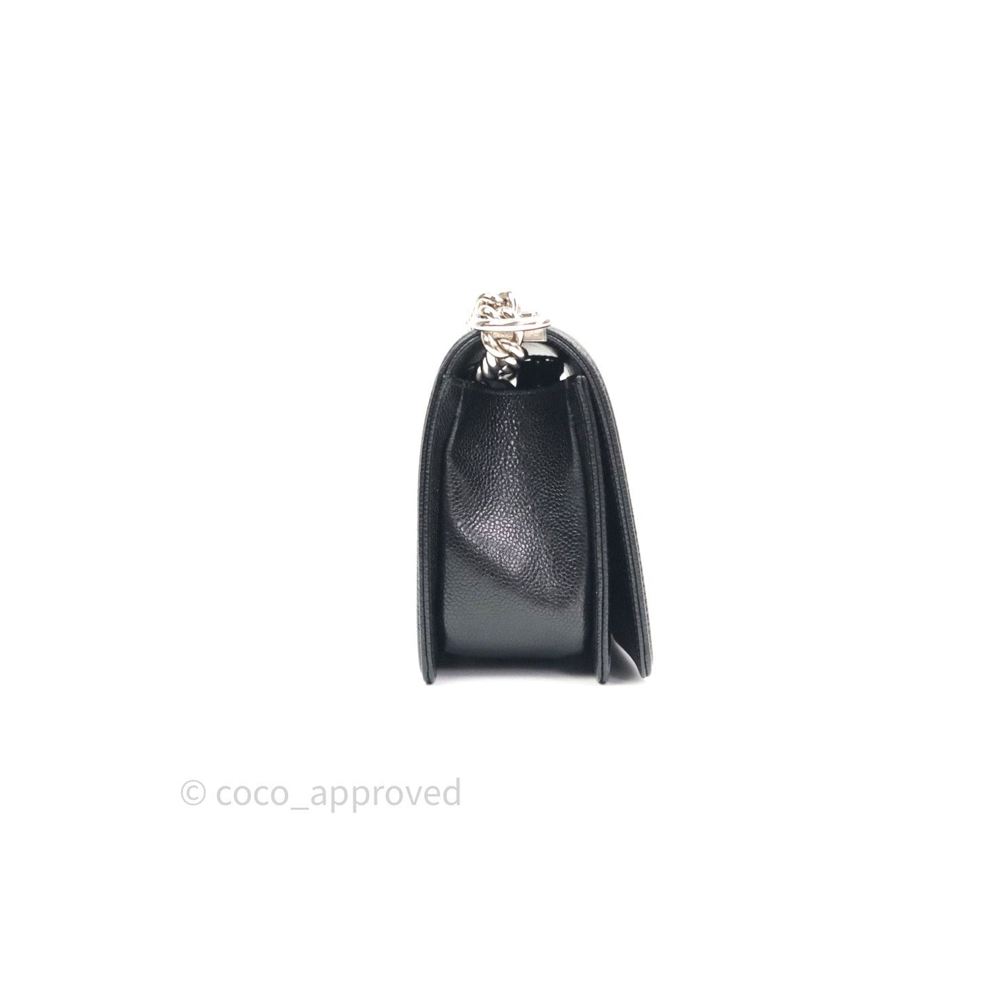 Chanel Boy Chevron Medium Black Caviar Silver Hardware