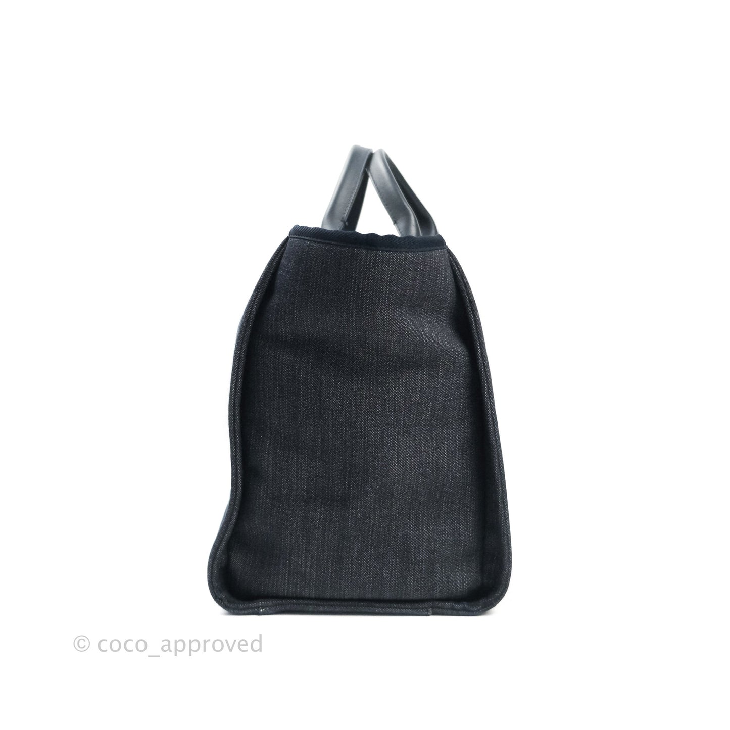Chanel Large Denim Deauville Tote Bag Navy Silver Tone