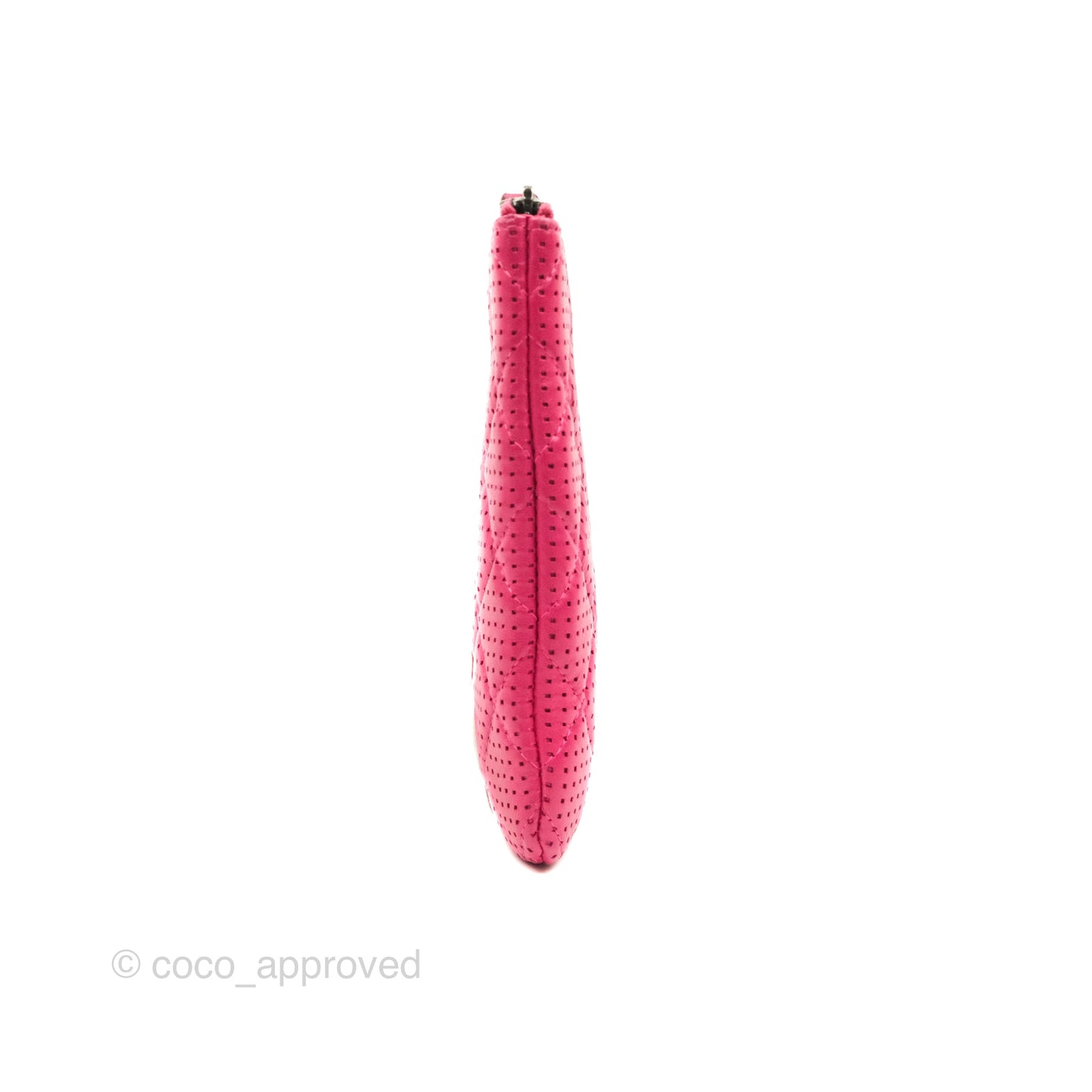 Chanel Quilted O Case Dark Pink Lambskin Gun Metal