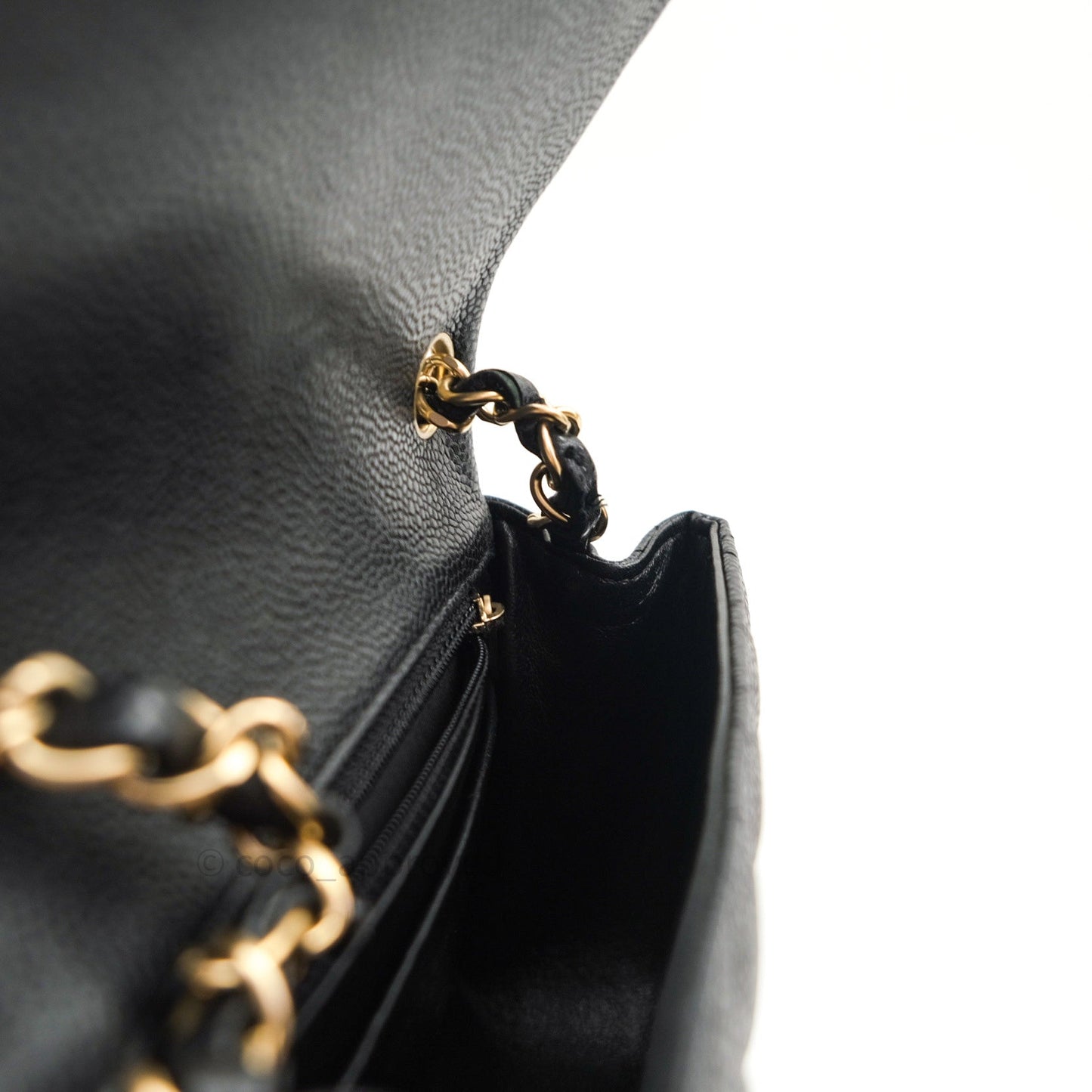 Chanel Mini Square Dark Gray Caviar Gold Hardware