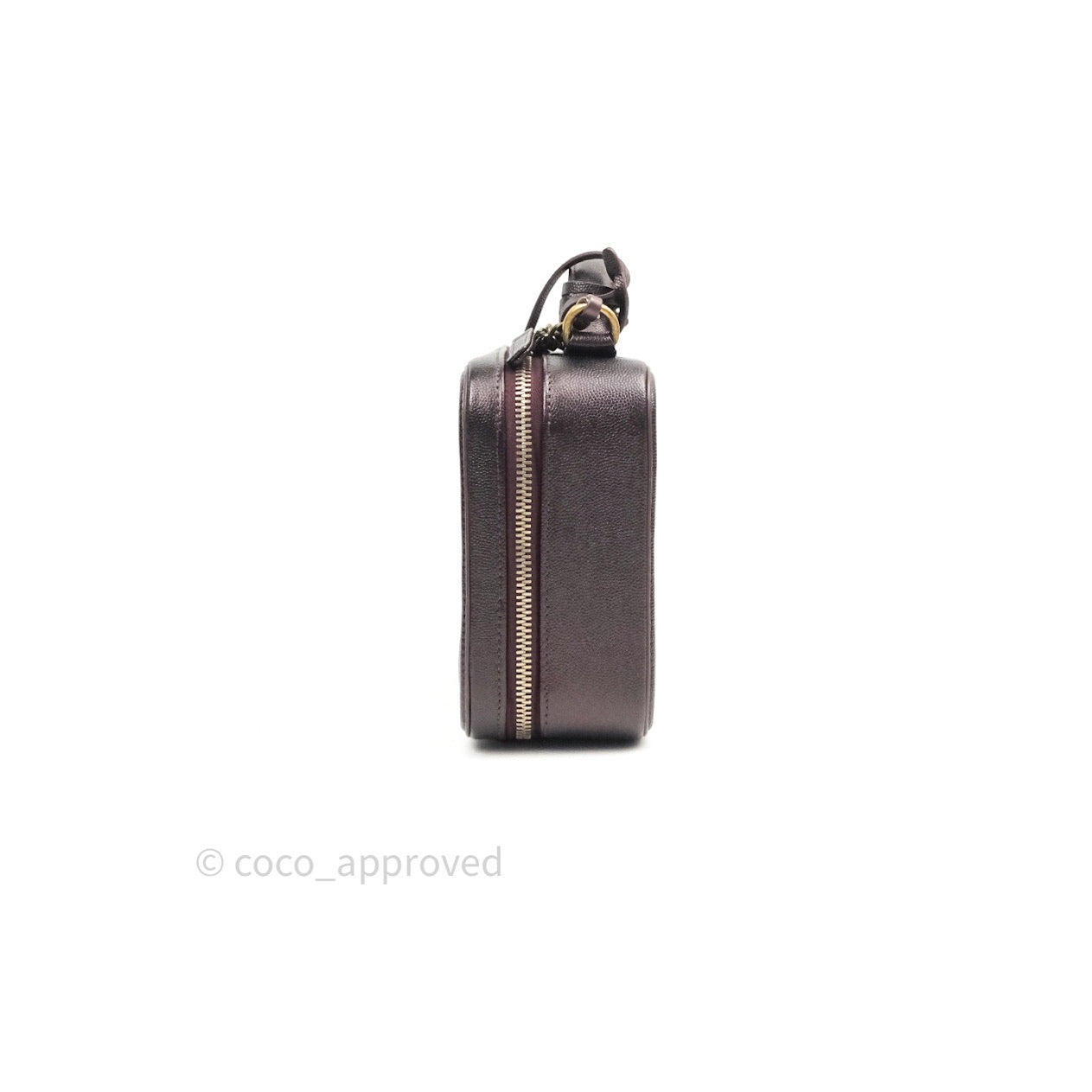 Chanel Quilted Medium CC Filigree Vanity Case Iridescent Burgundy Caviar Gold Hardware
