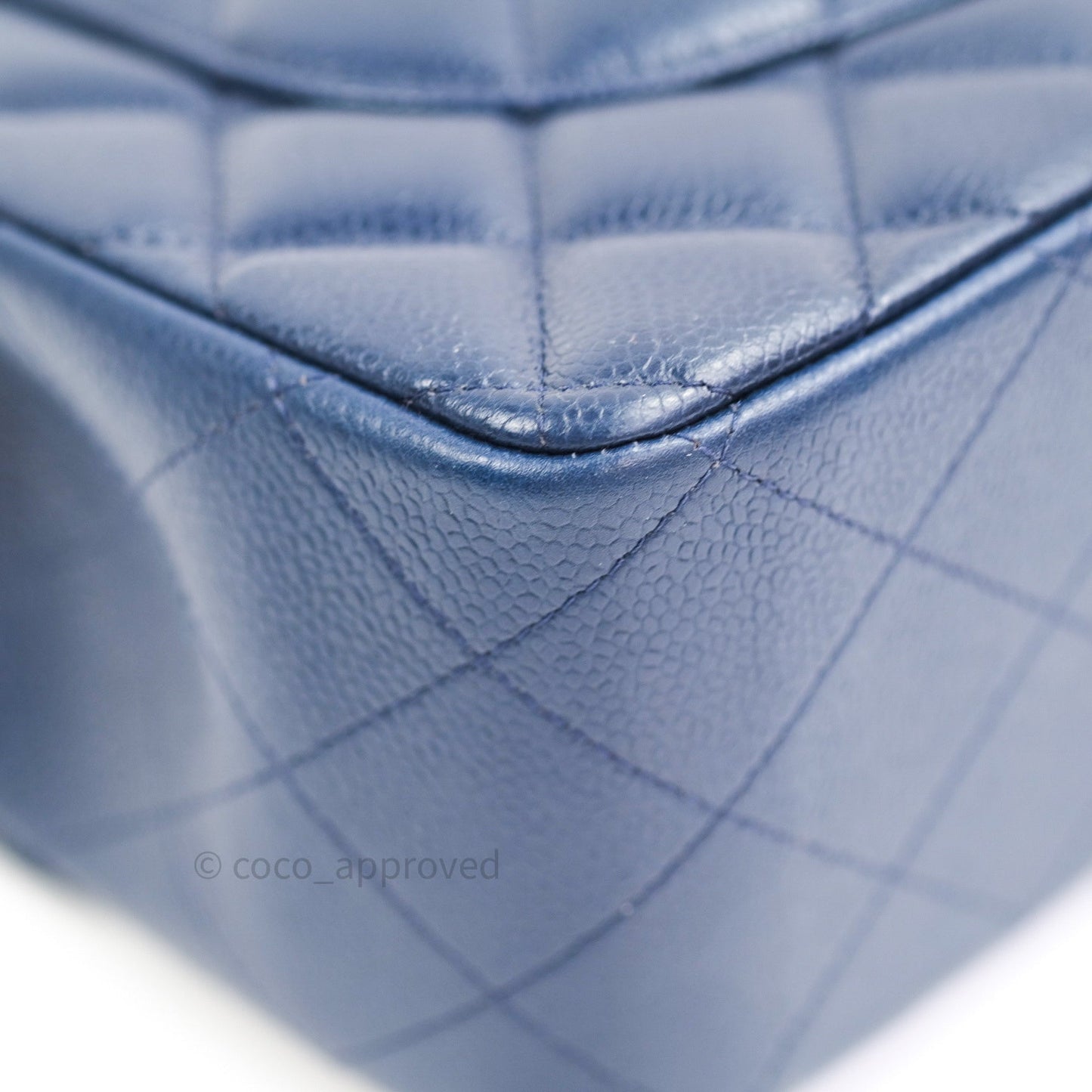 Chanel Classic Jumbo Quilted Double Flap Blue Caviar Silver Hardware⁣⁣