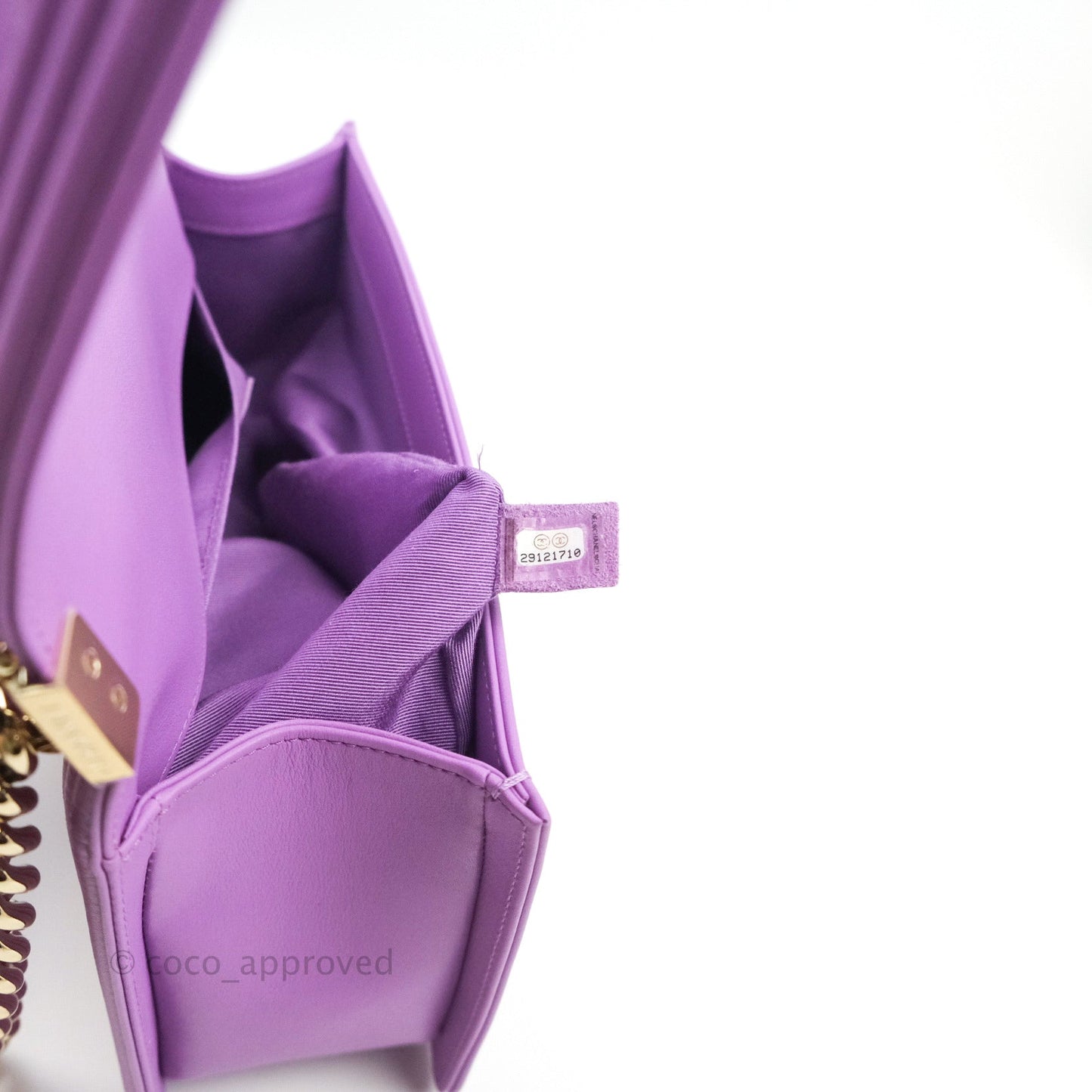 Chanel Boy Chevron Medium Purple Calfskin Gold Hardware
