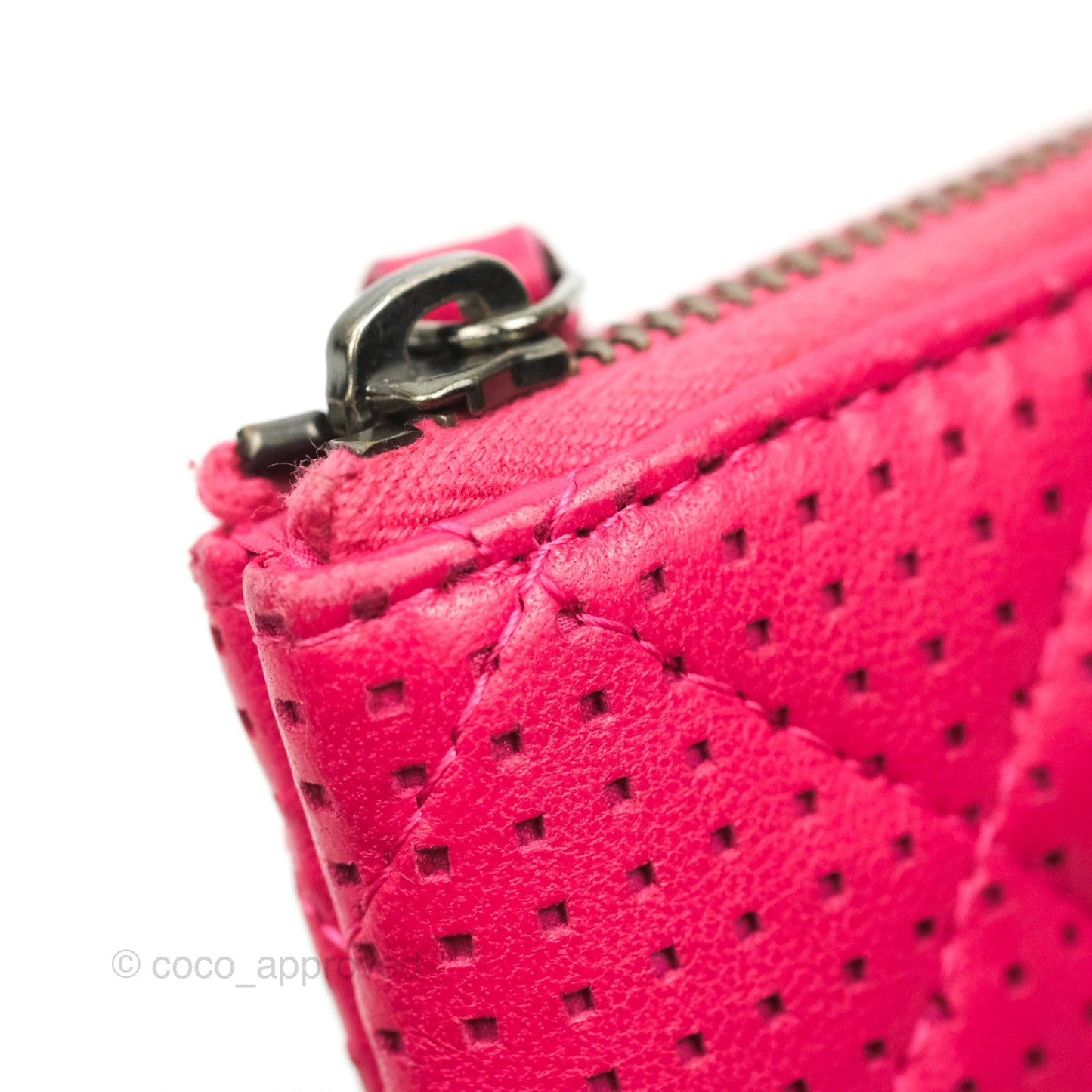 Chanel Quilted O Case Dark Pink Lambskin Gun Metal