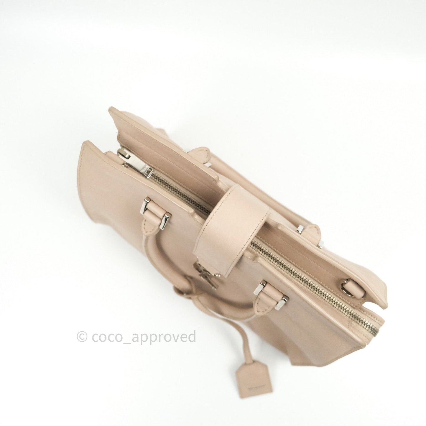 Saint Laurent Calfskin Monogram Baby Cabas Pale Pink Silver Hardware