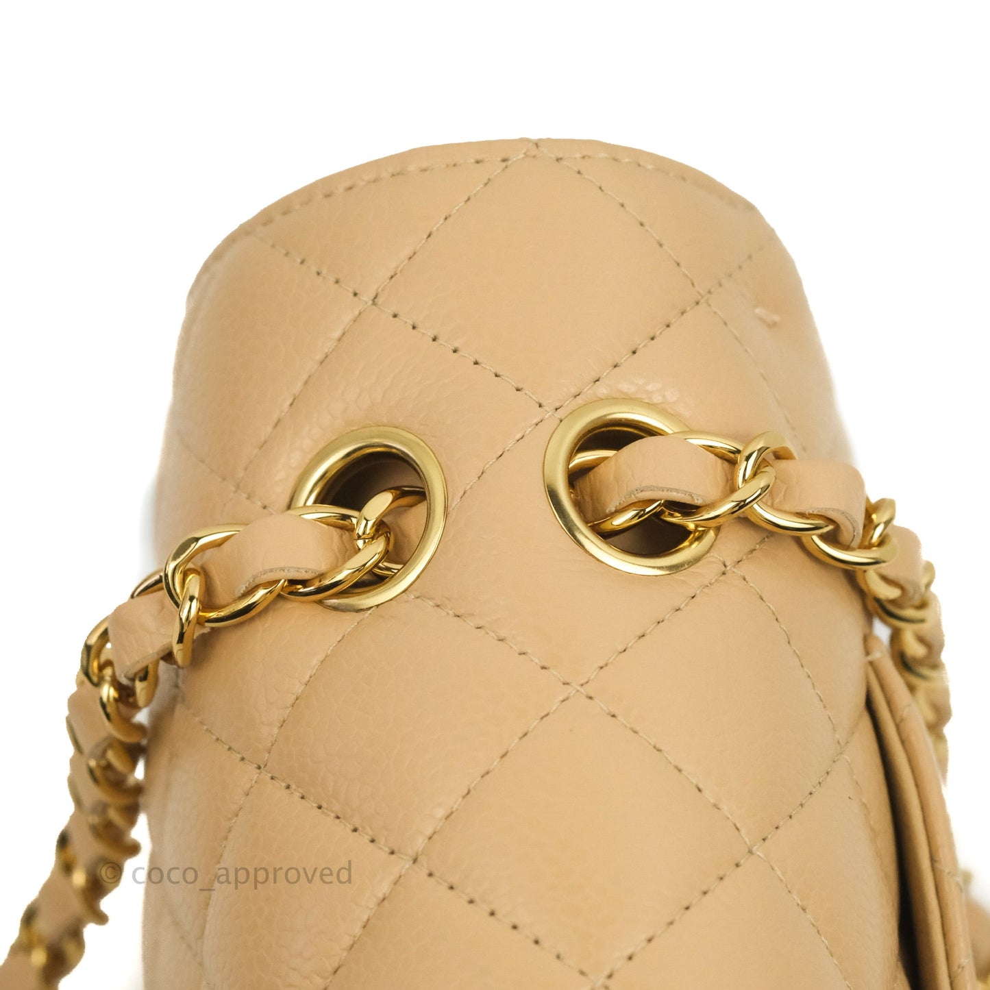Chanel Classic M/L Medium Flap Quilted Beige Caviar Gold Hardware