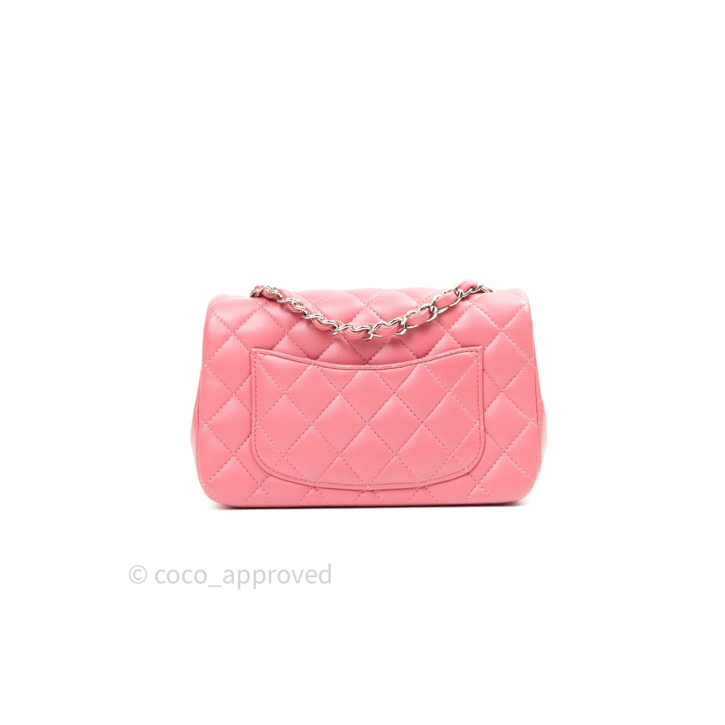 Chanel Quilted Mini Rectangular Pink Lambskin Silver Hardware