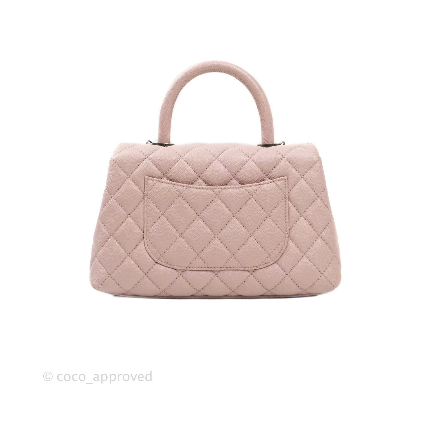 Chanel Mini (Small) Coco Handle Quilted Pink Caviar Ruthenium Hardware