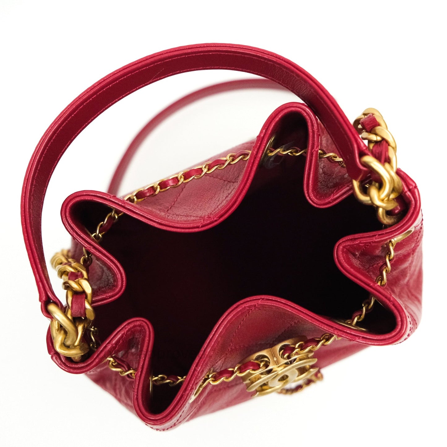 Chanel Drawstring Bucket Bag Red Calfskin Gold Hardware 20S
