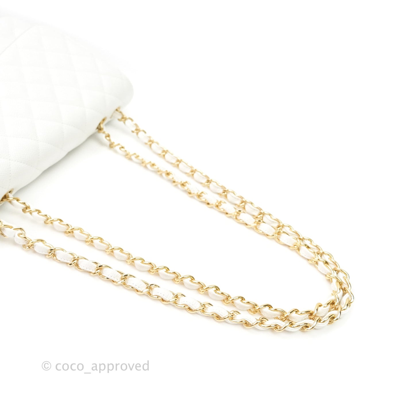 Chanel Jumbo Single Flap White Caviar Gold Hardware⁣⁣