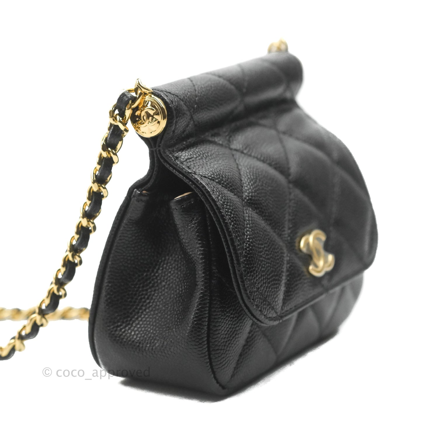 Chanel Clutch with Chain Black Caviar Gold Hardware 22K