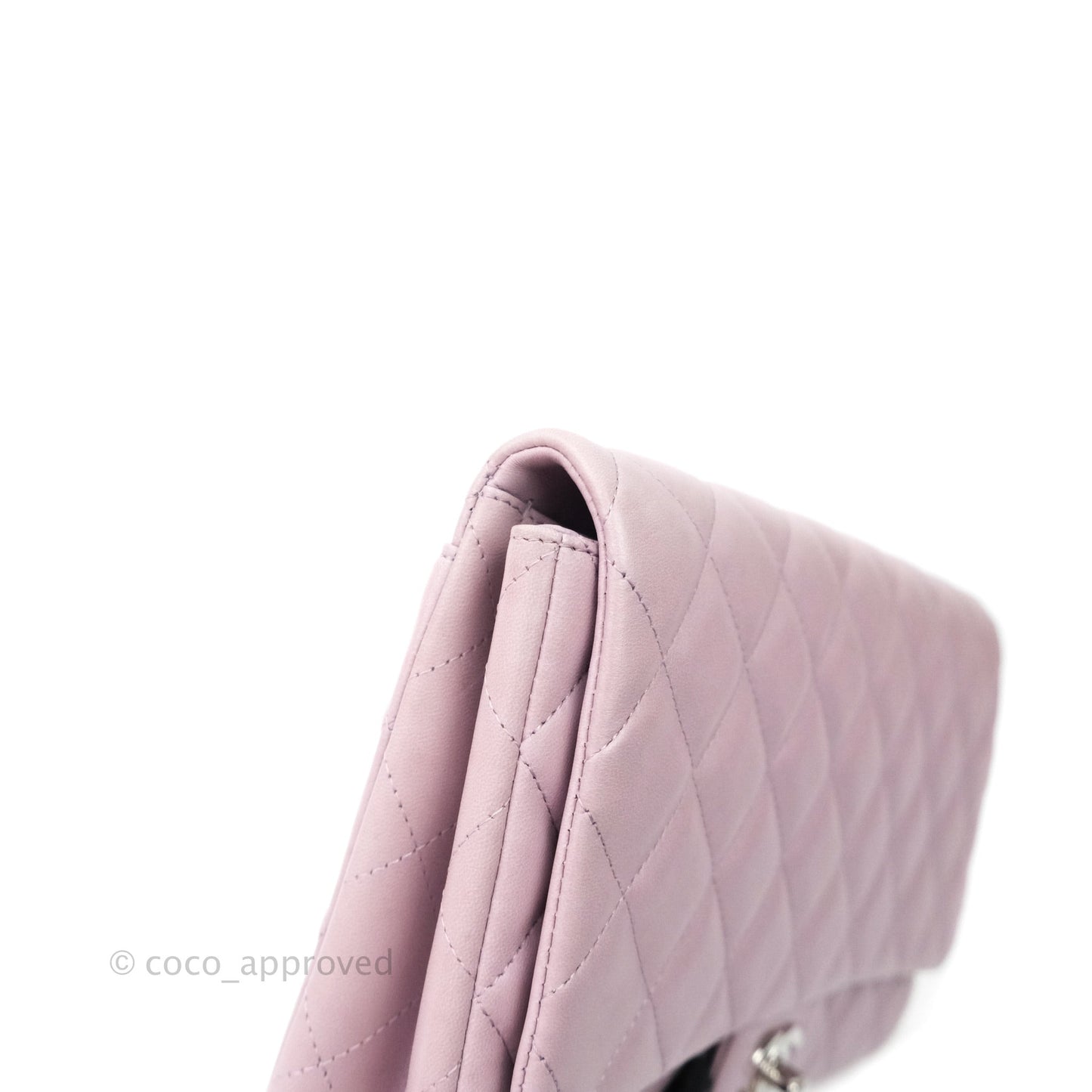 Chanel Quilted Clutch with Chain Lilac Pink Lambskin Silver Hardware