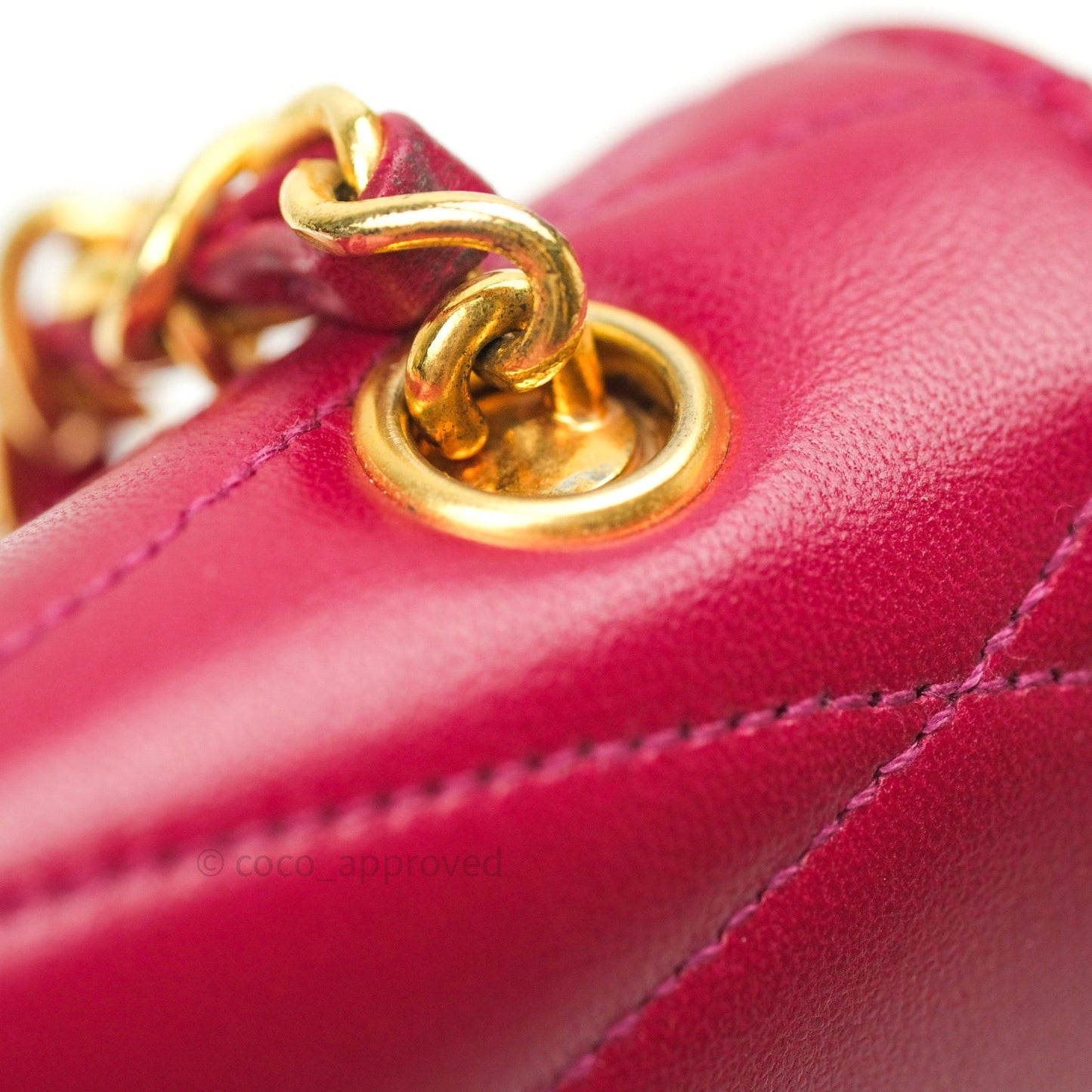 Chanel Vintage Dark Red Pink Lambskin 24K Gold Hardware