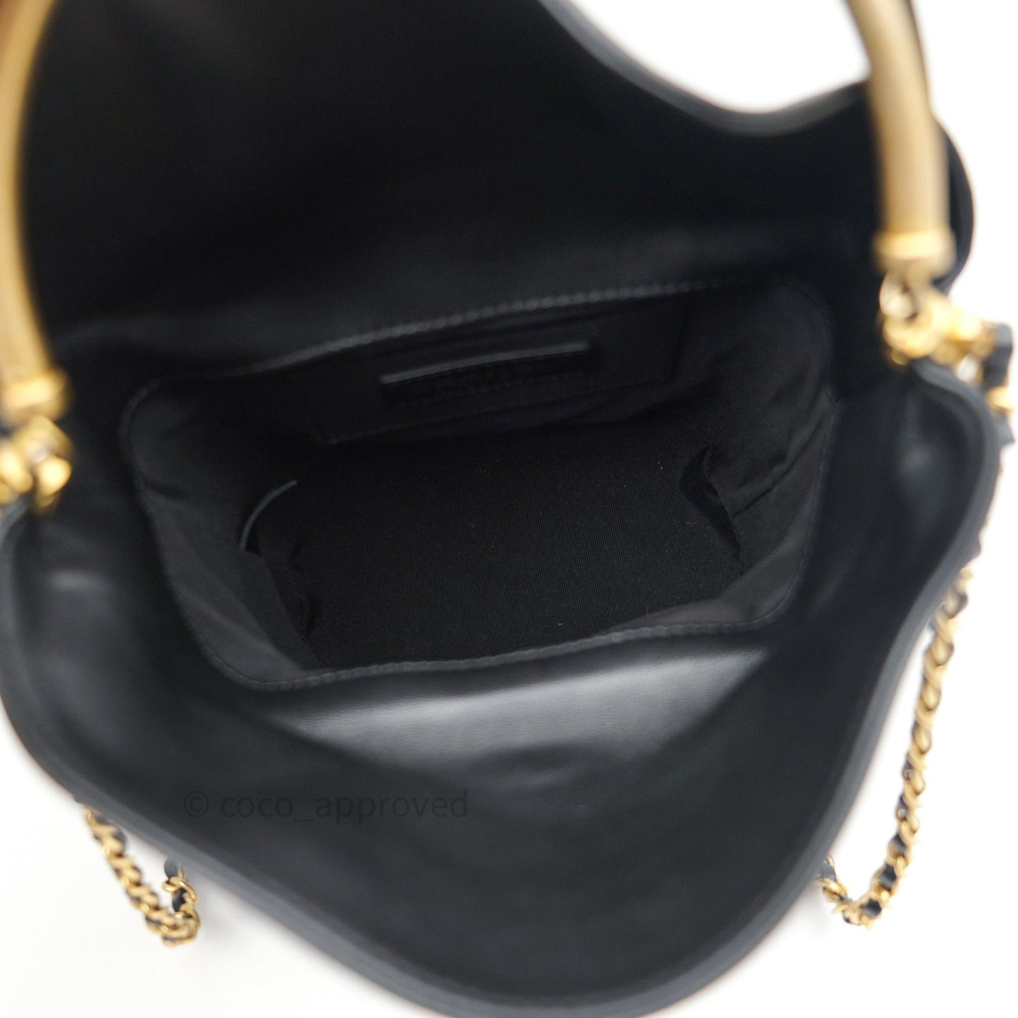 Chanel Chic Bucket Bag Black Lambskin Chevron Quilted With Handle