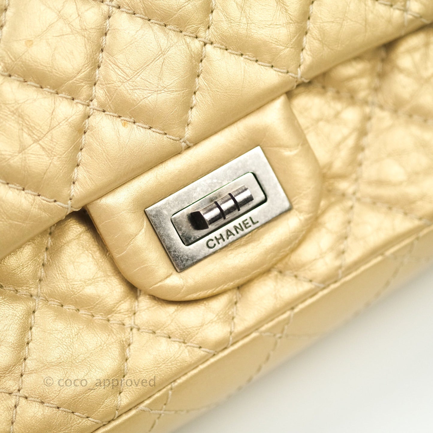 Chanel Mini Reissue 224 Gold Aged Calfskin Ruthenium Hardware