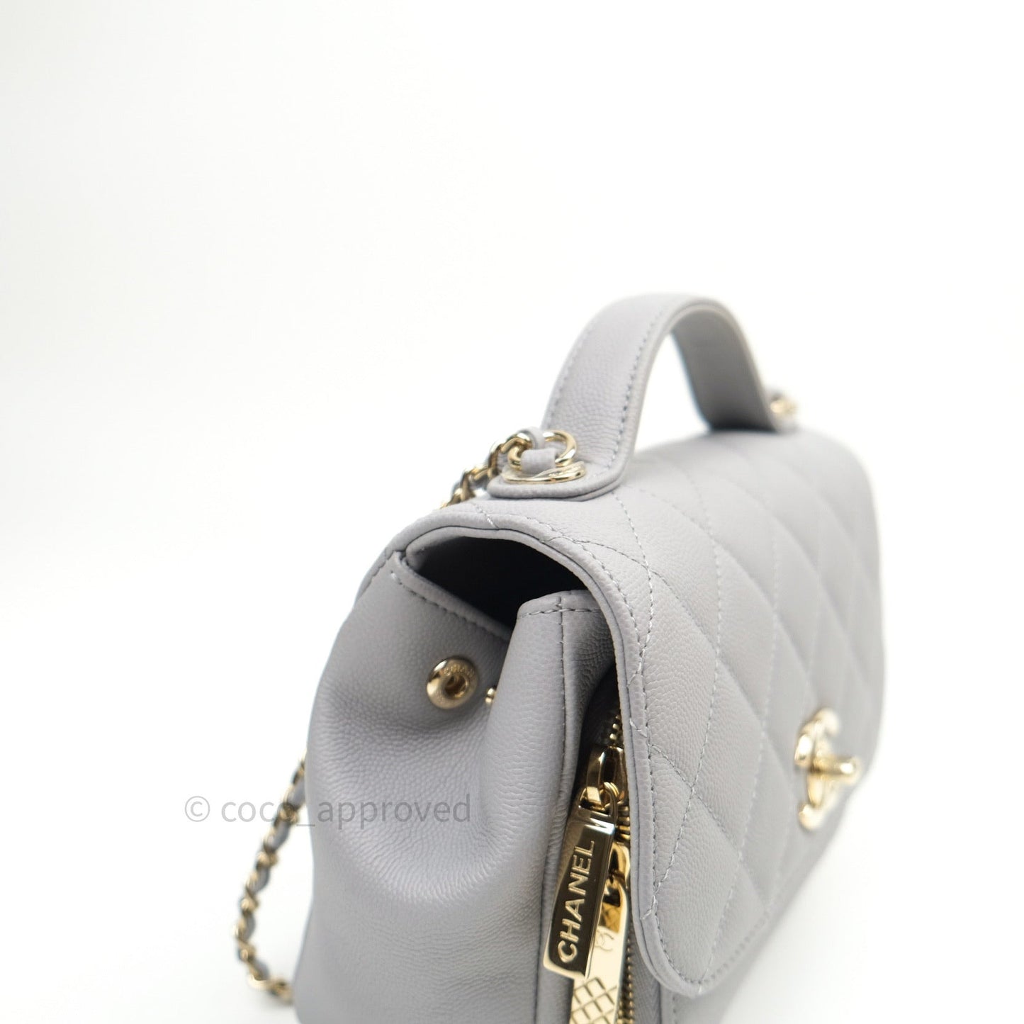 Chanel Quilted Small Business Affinity Flap Grey Caviar Light Gold Hardware