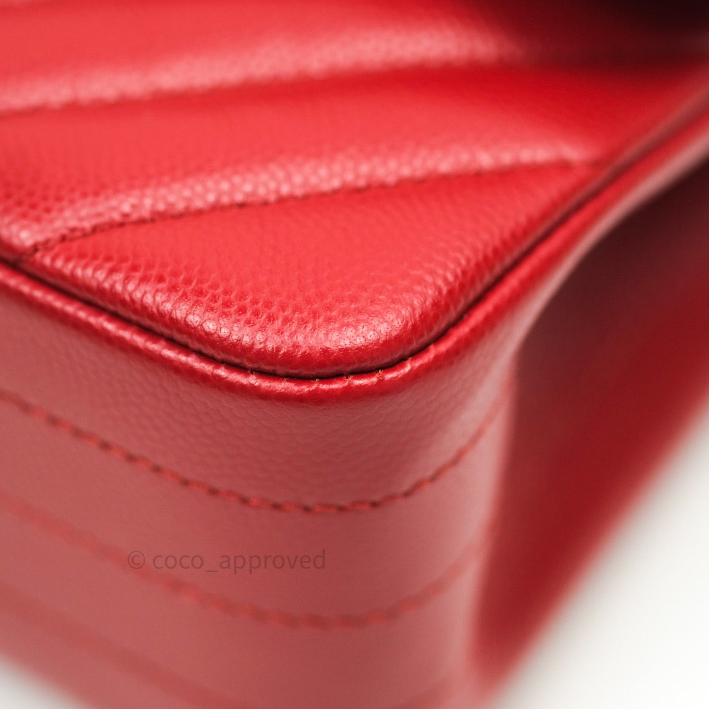 Chanel Quilted M/L Medium Double Flap Red Caviar Silver Hardware 16S