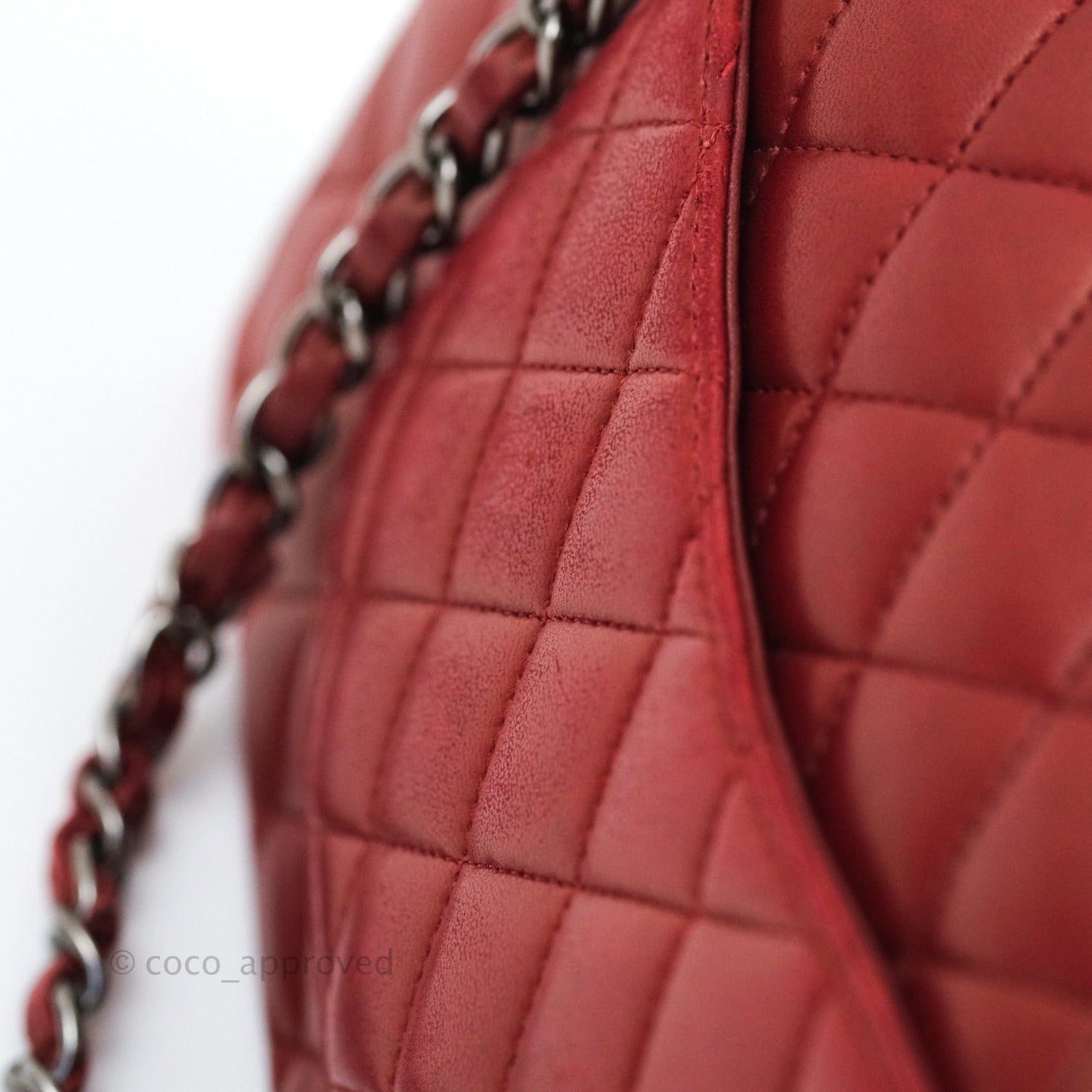 Chanel Classic M/L Medium Double Flap Dark Red Lambskin Gunmetal Hardware