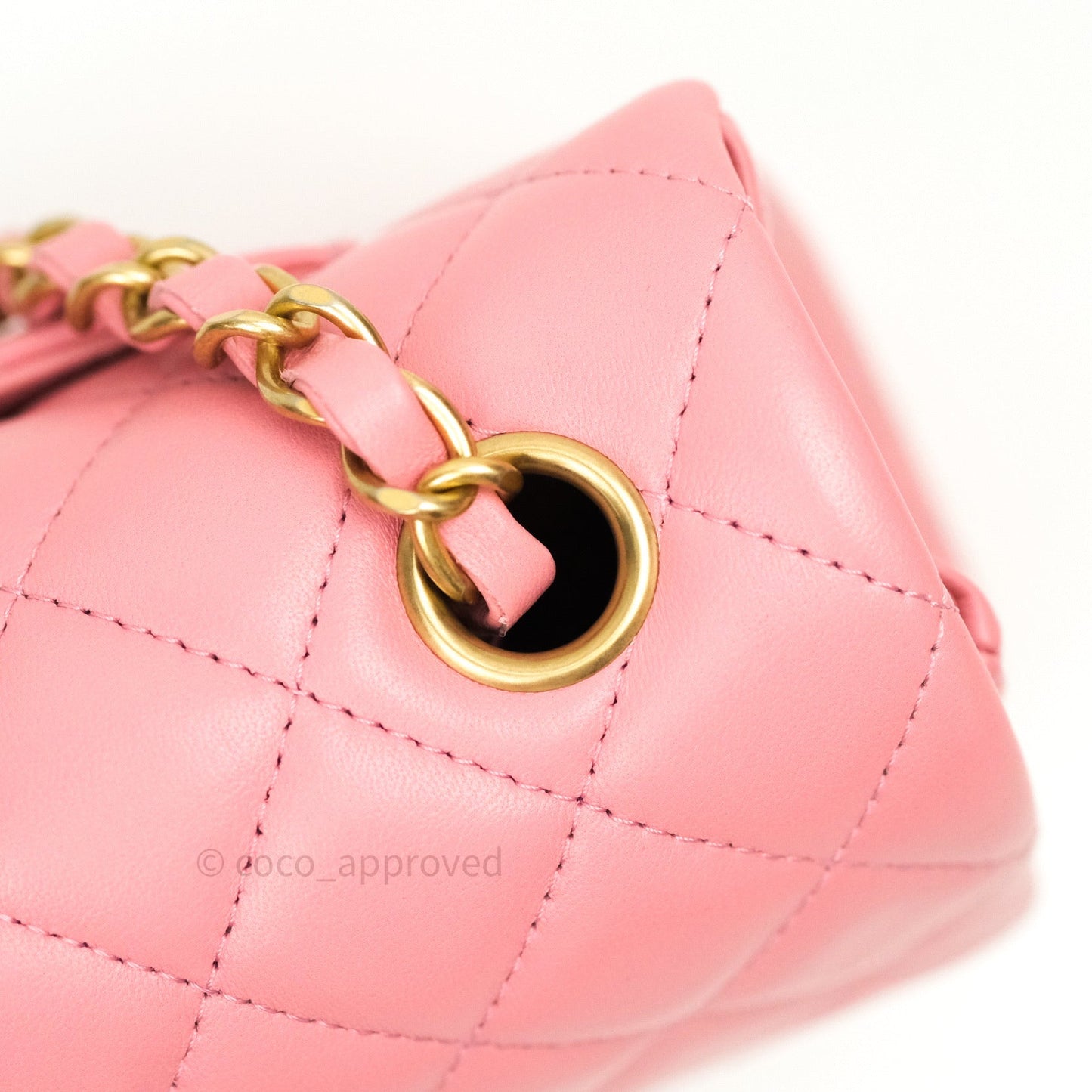 Chanel Quilted Mini Rectangular Pink Lambskin Gold Hardware