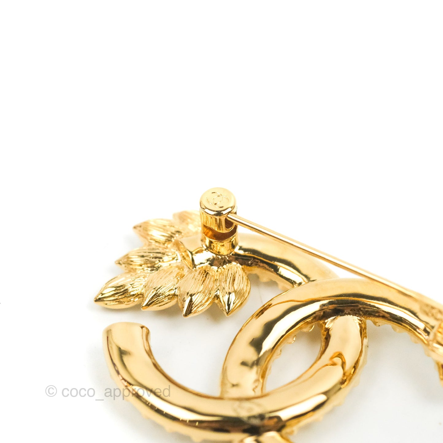 Chanel CC Crystal Brooch Gold Tone 22K