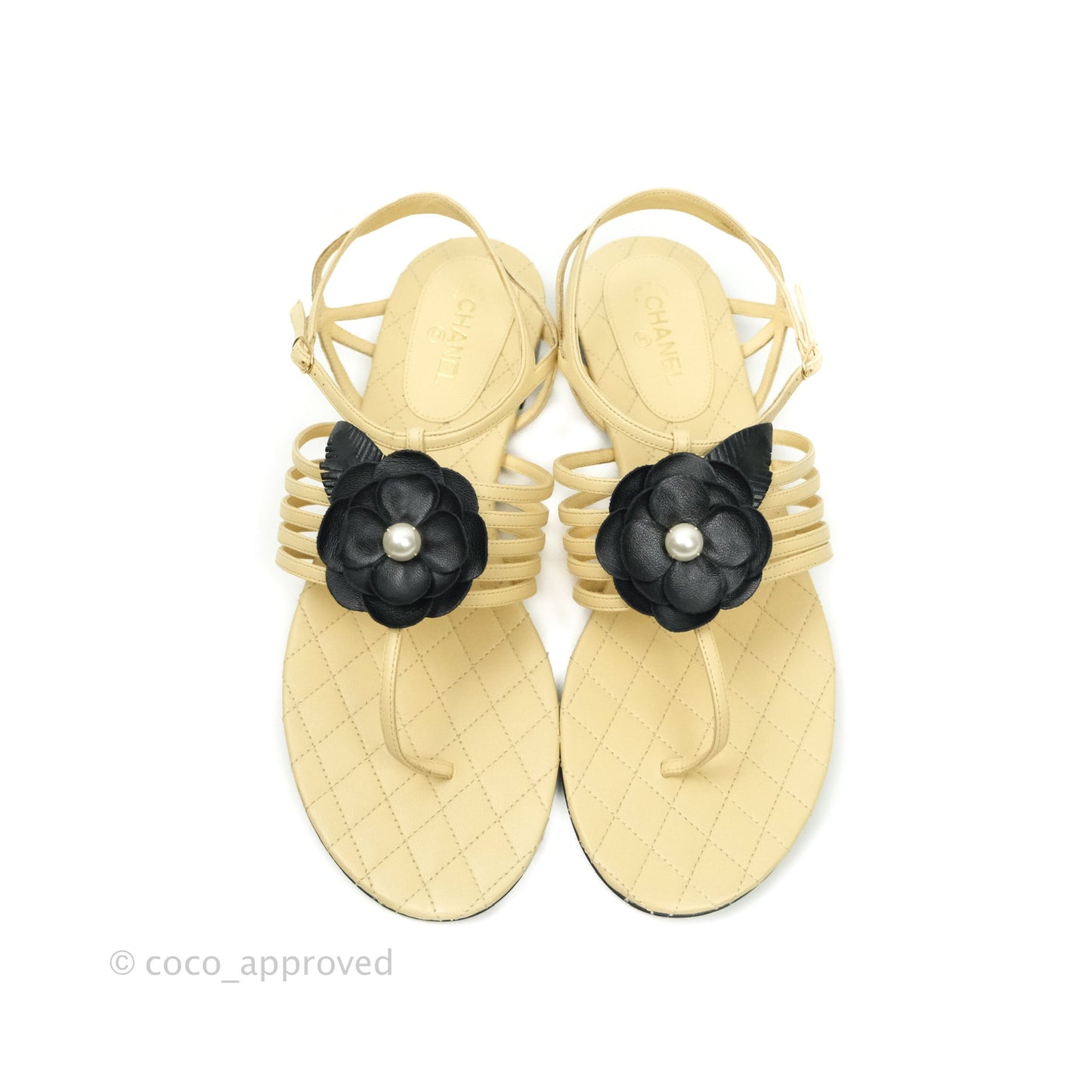 Chanel Sandal Beige Camellia 39 1/2