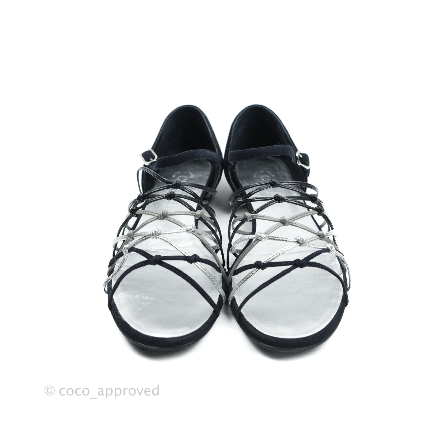 Chanel Sandals Dark Navy Silver 38C