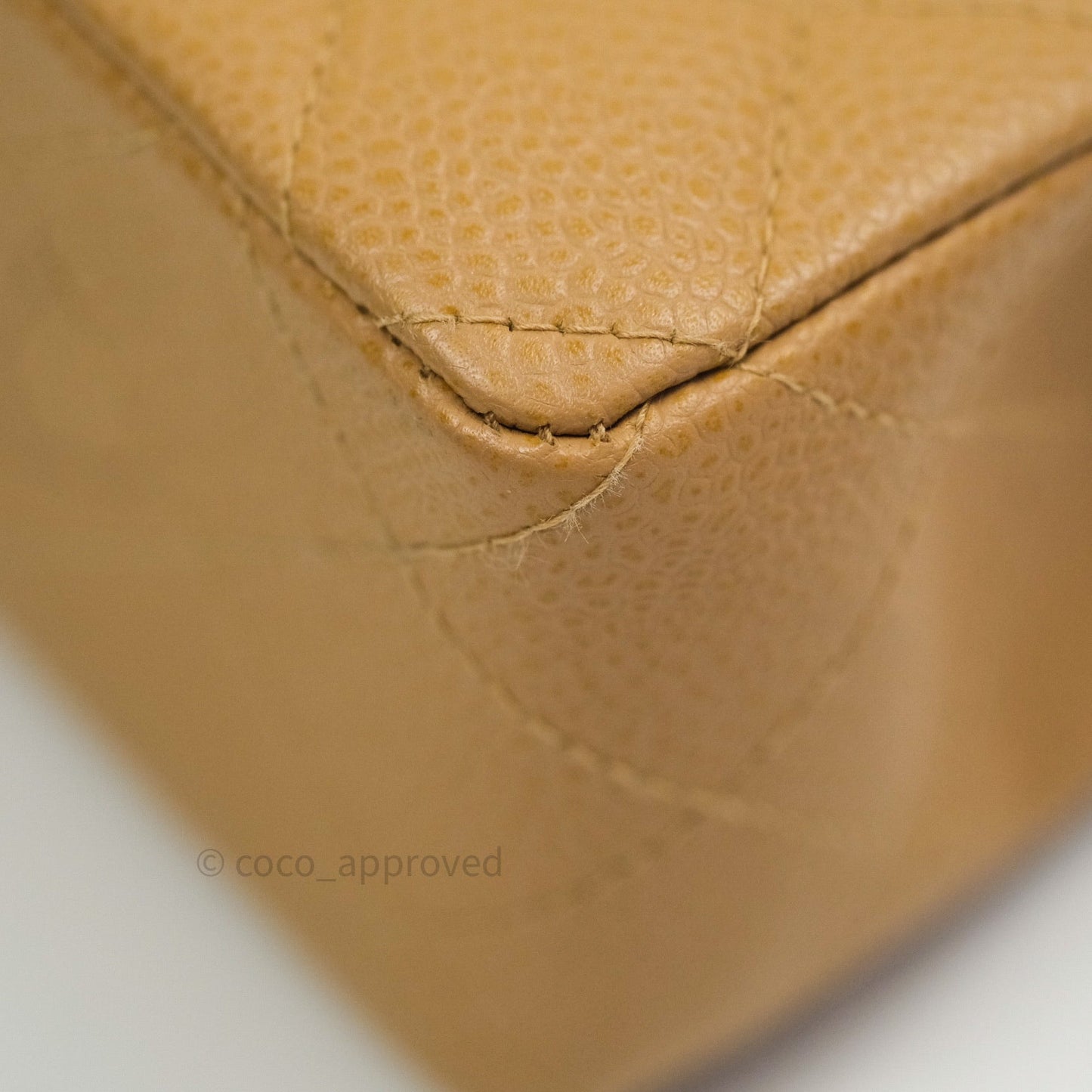 Chanel Quilted Vintage Mini Square Flap Beige Caviar 24K Gold Hardware