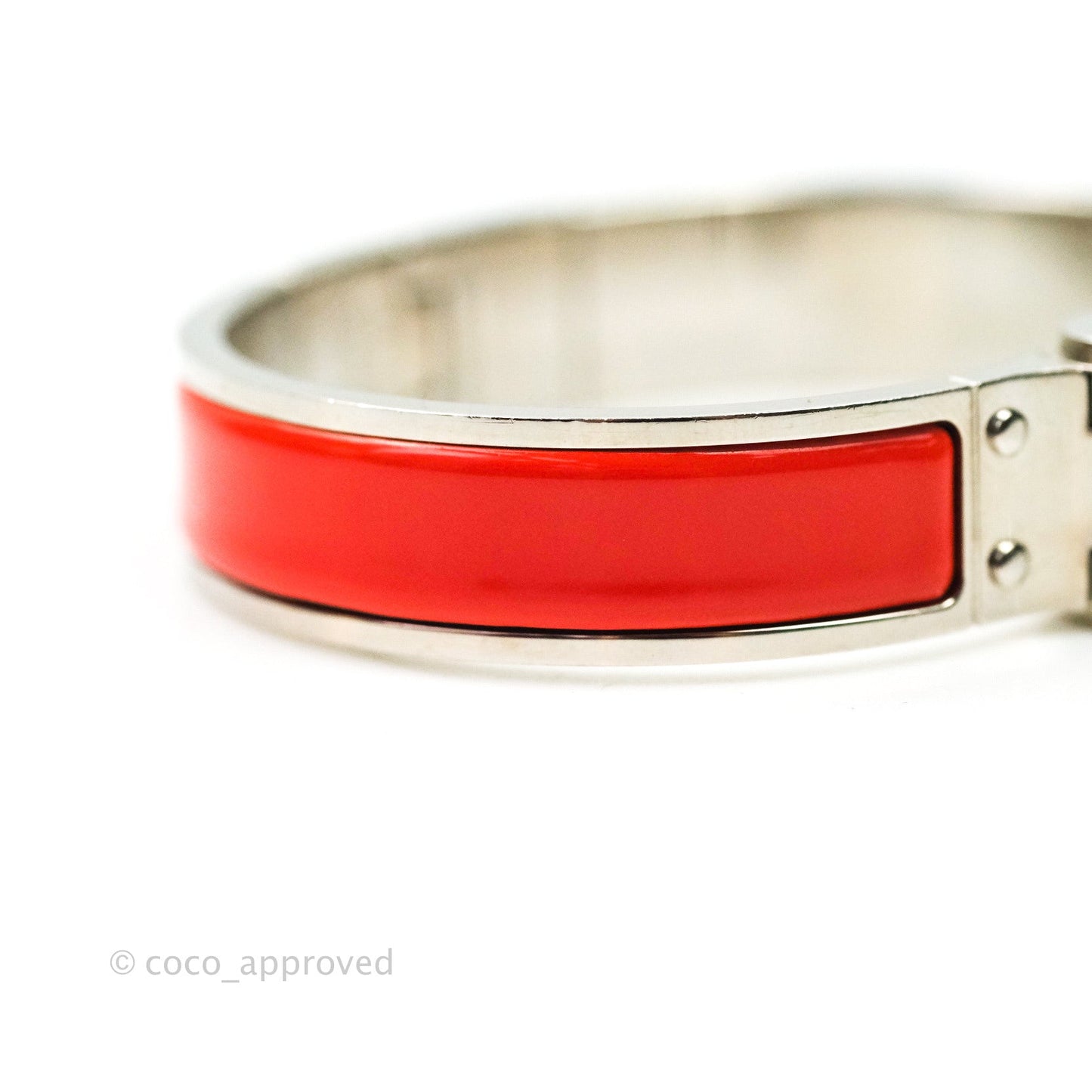 Hermès Enamel Charniere Uni Narrow Hinged Bracelet Brick Red