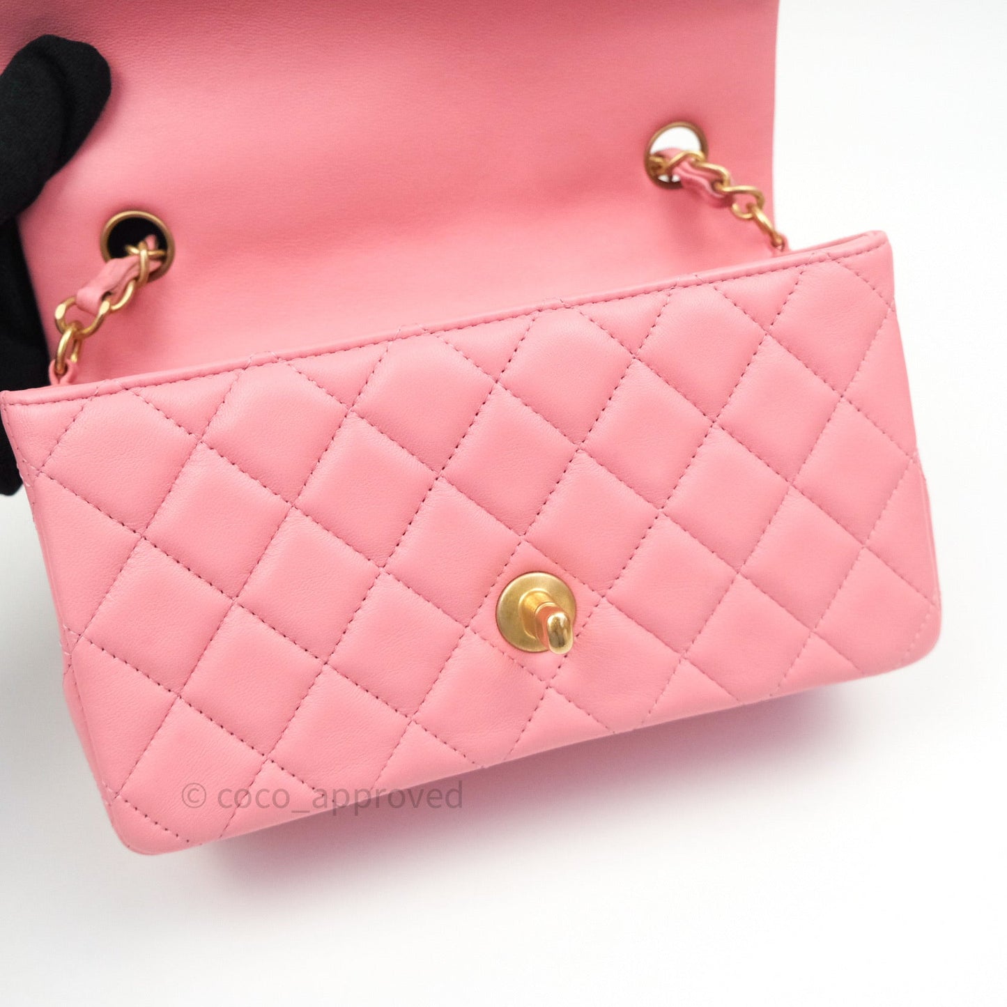 Chanel Quilted Mini Rectangular Pink Lambskin Gold Hardware